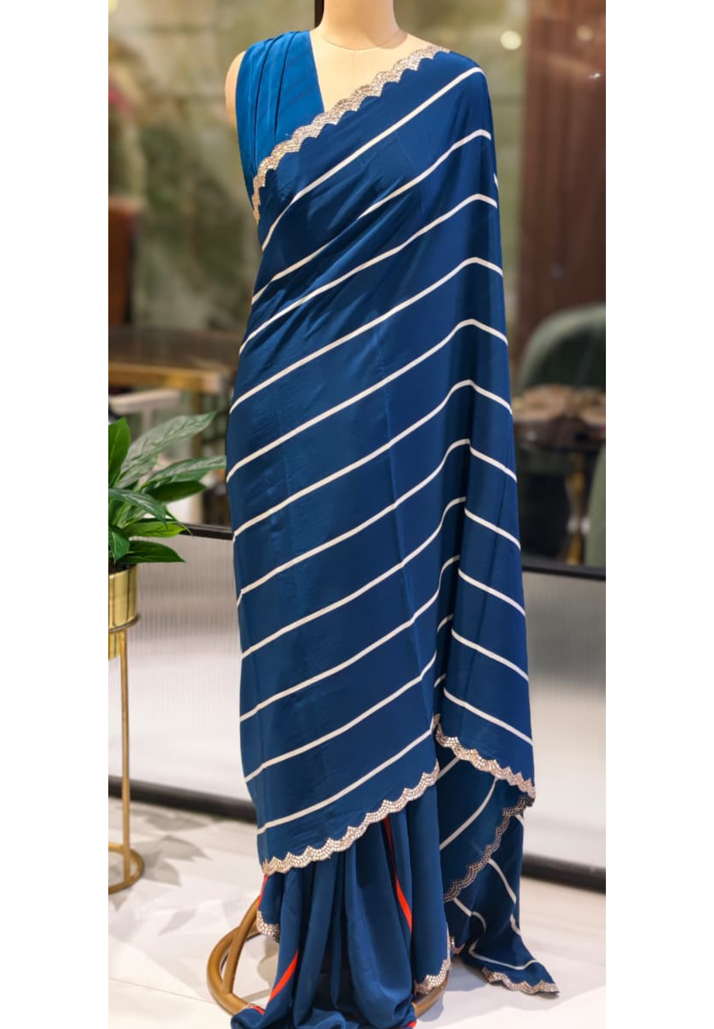 Sheer Elegance Beautiful Bordered Striped Saree With Unstitched Blouse- 13335, 13336