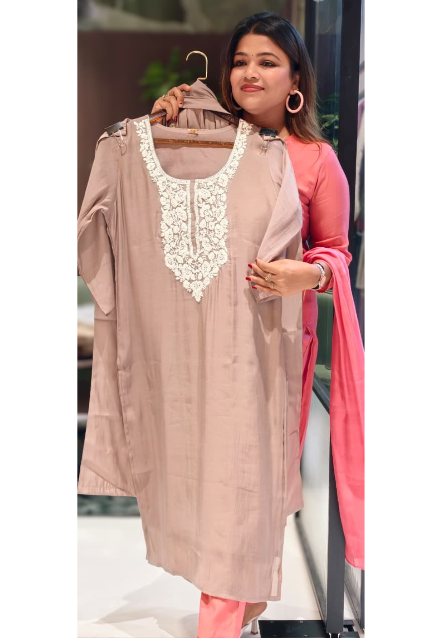 Kashmiri Look Thread Embroidery Solid Full Suit Set With Dupatta In Surat Mul-Chanderi Fabric-13415