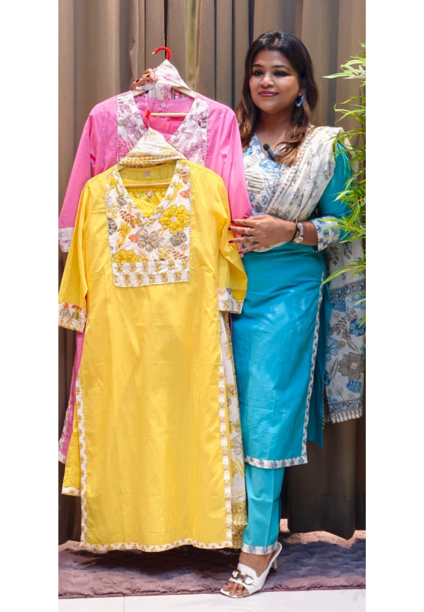 Eye Soothing Floral Yoke Soft Tone Pure Cotton Full Suit Set With Dupatta- 13476