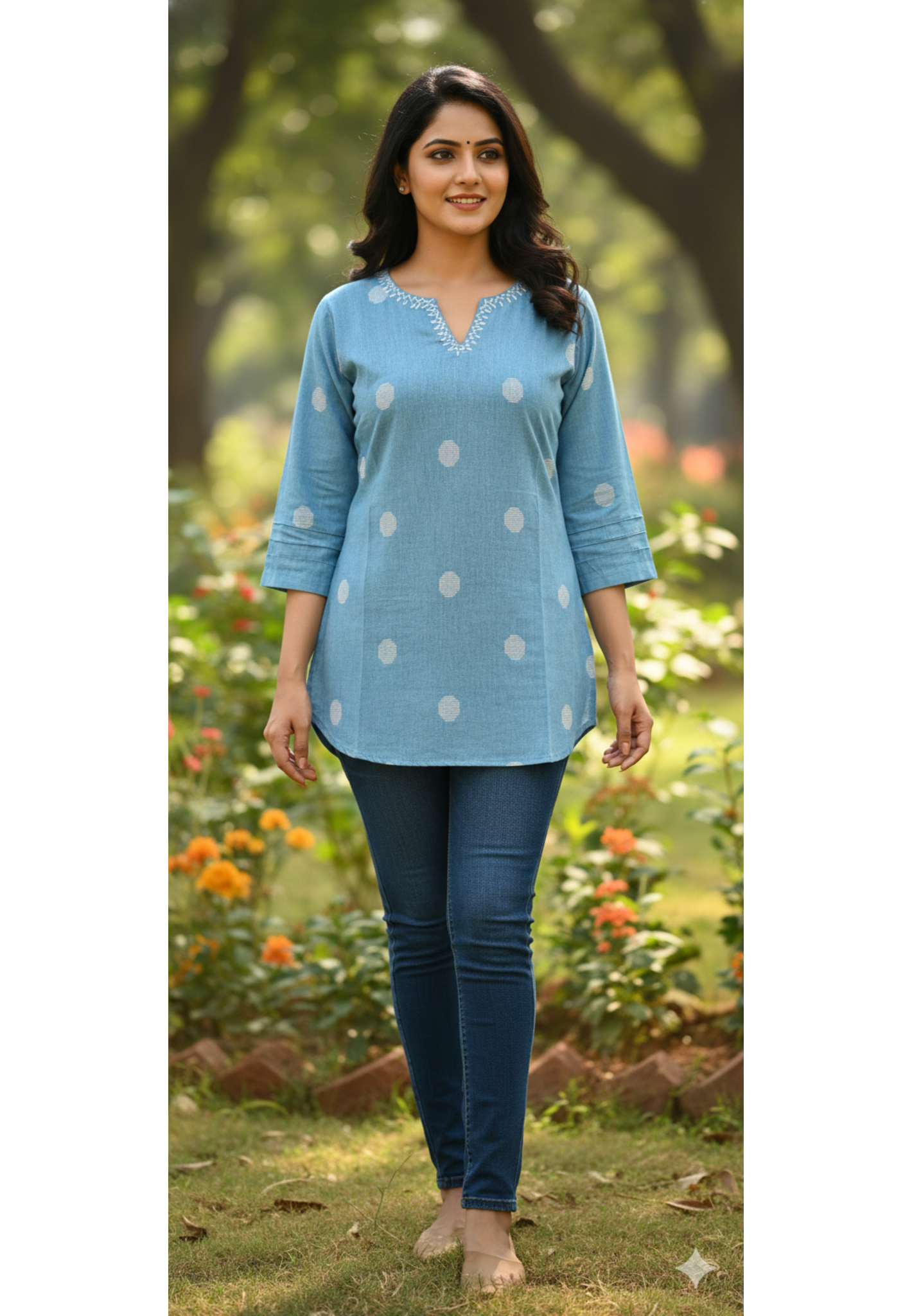 Premium Cotton Minimal Prints Summer Friendly Short Kurti Only-13518