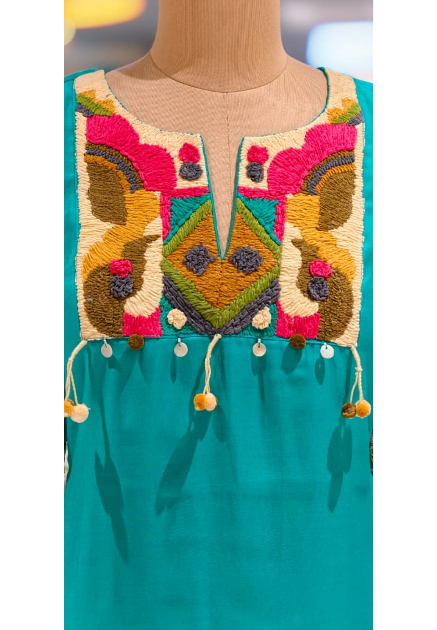 Azure Artisan Multicolor Thread Embroidered A-Line Kurta With Matching Bottom- 13461