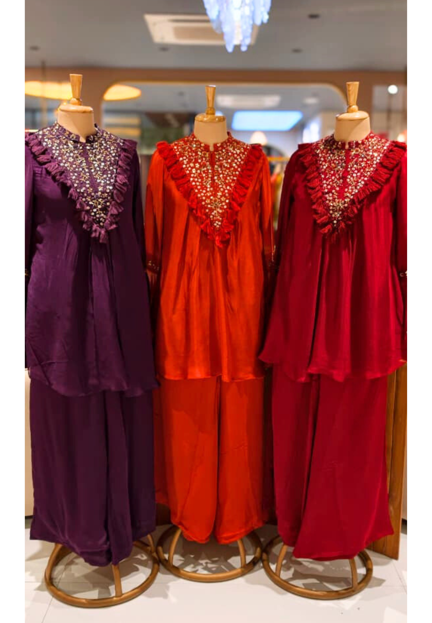 Stylish V-Yoke Boho Thread Look Indo Wear Kurta With Solid Bottom- 13551 RB212