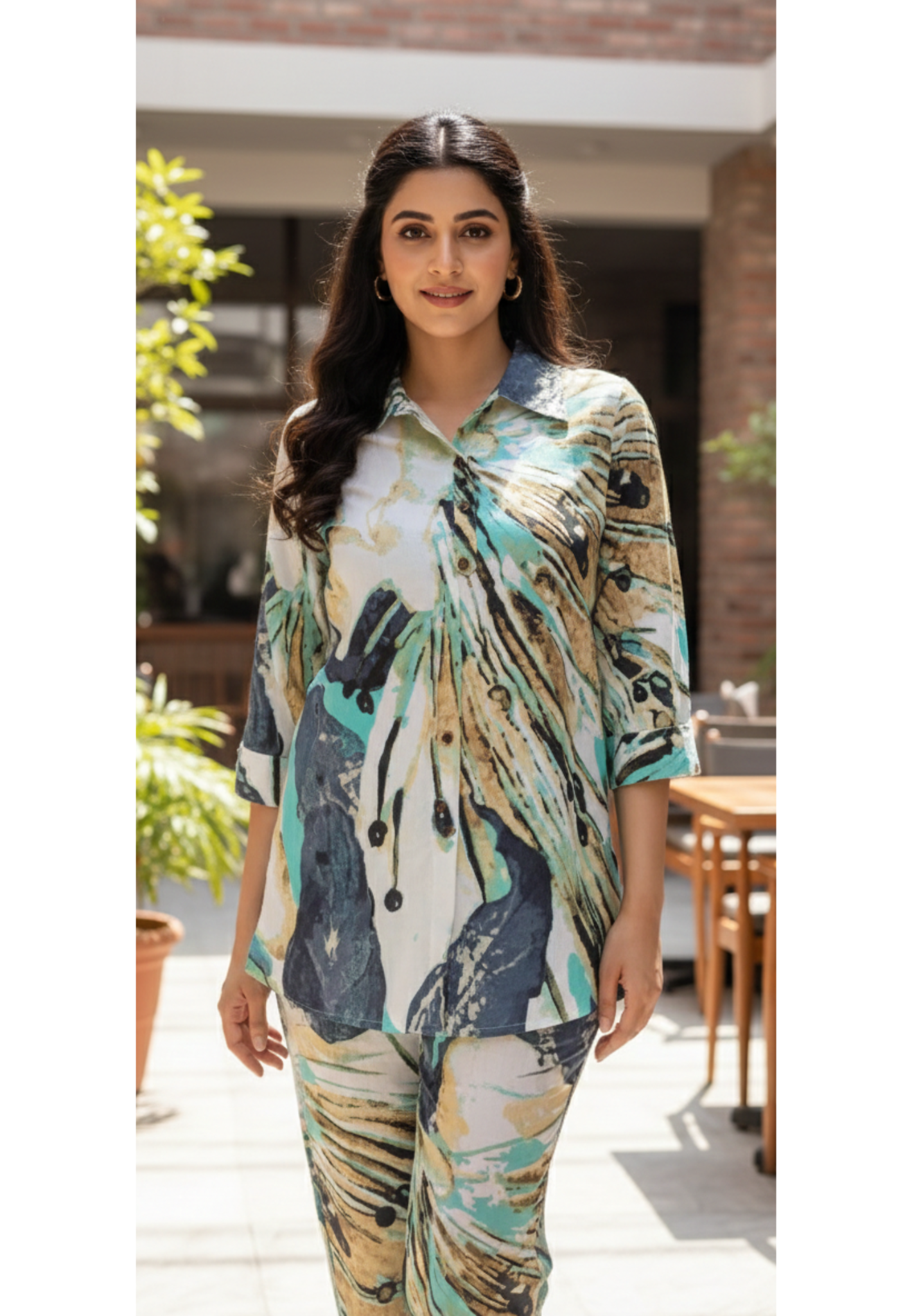 Granite Textured Unique Print Co-Ord Set In Cotton Fabric- 13682