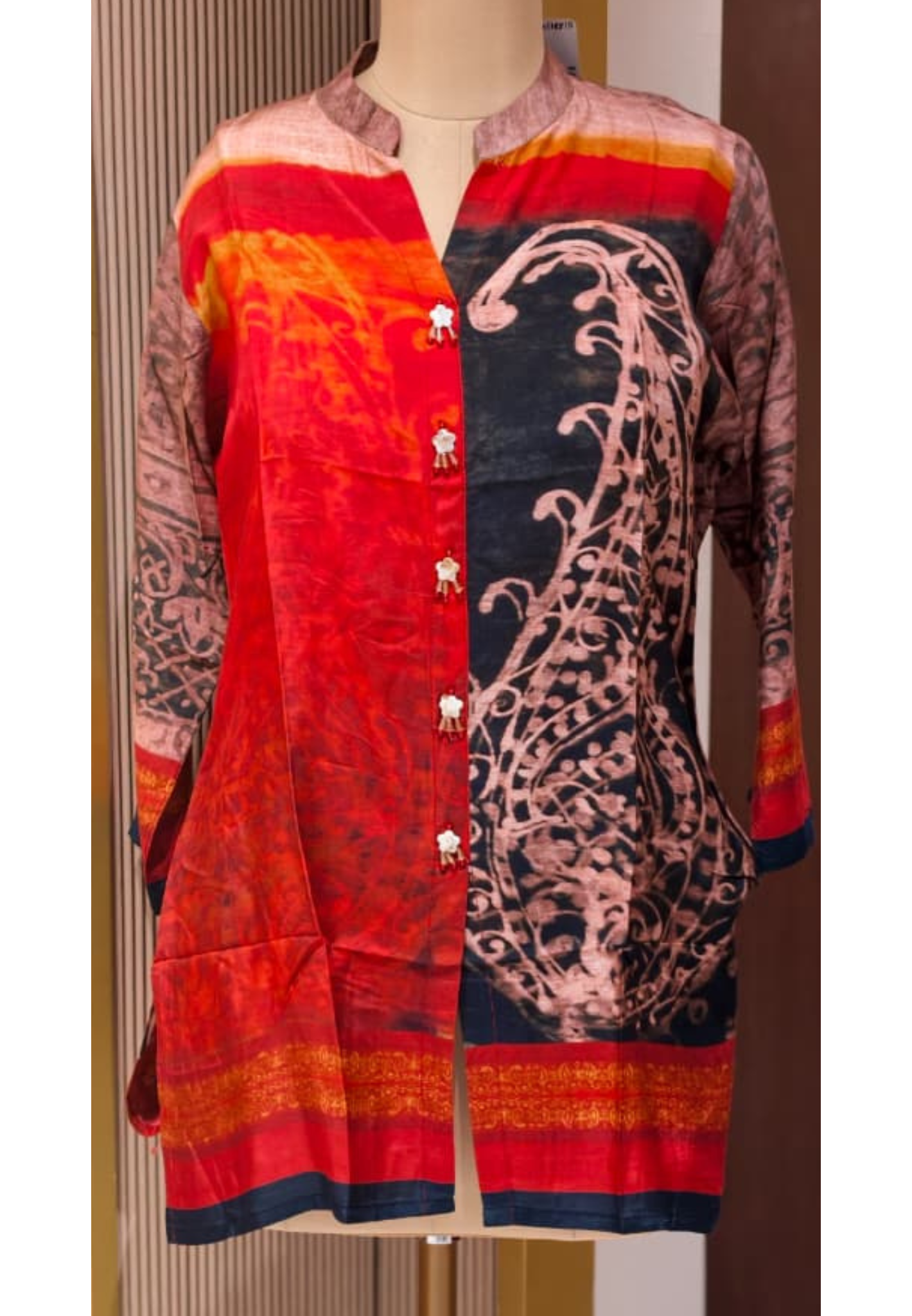Crimson Mango Buti One Sided Print Casual Wear Muslin Short Kurti Only-14156  RB167