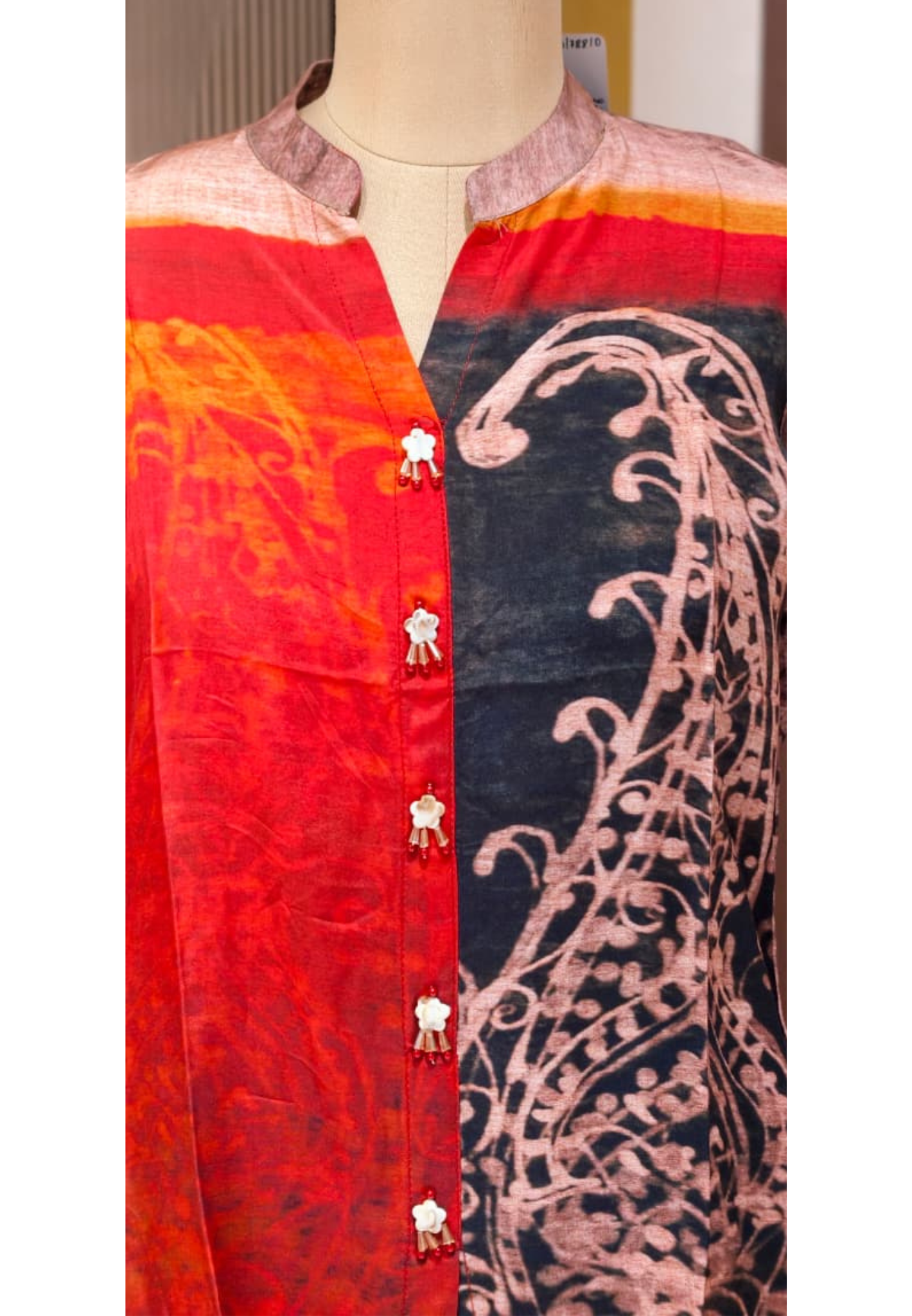 Crimson Mango Buti One Sided Print Casual Wear Muslin Short Kurti Only-14156  RB167