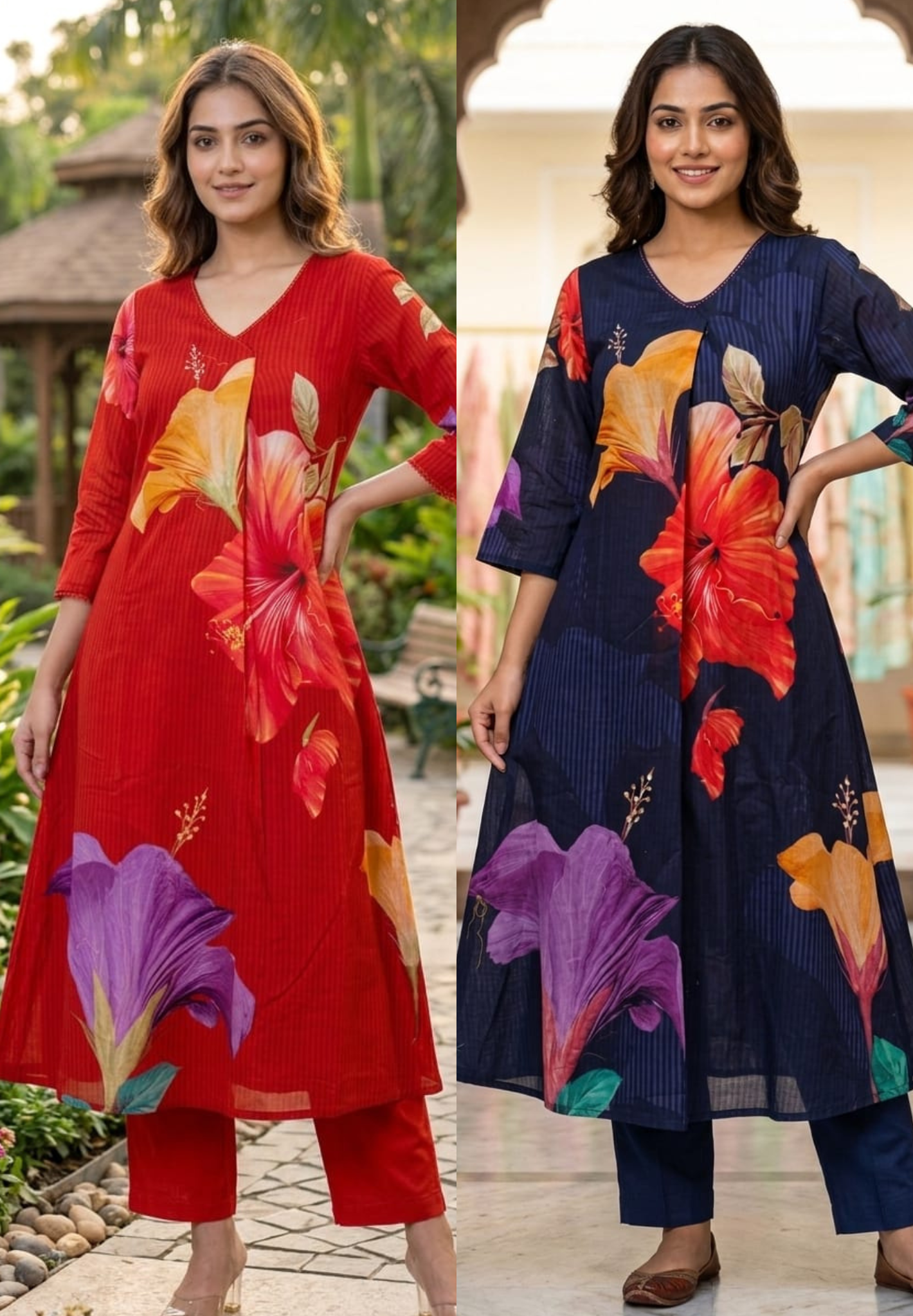 Elegant Floral Printed Mul Cotton Kurta Collection with Bold Statement Blooms In Mul Cotton Fabric-14142 RB194