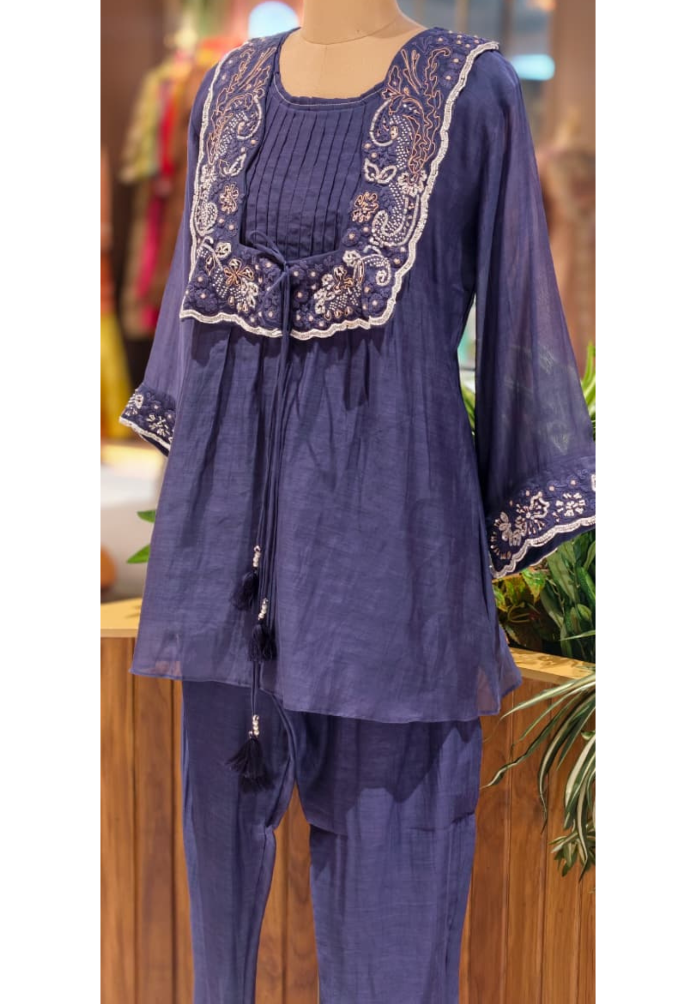 Upsided Unique Cut Jacket Look Mul Chanderi Co-Ord Set-14025