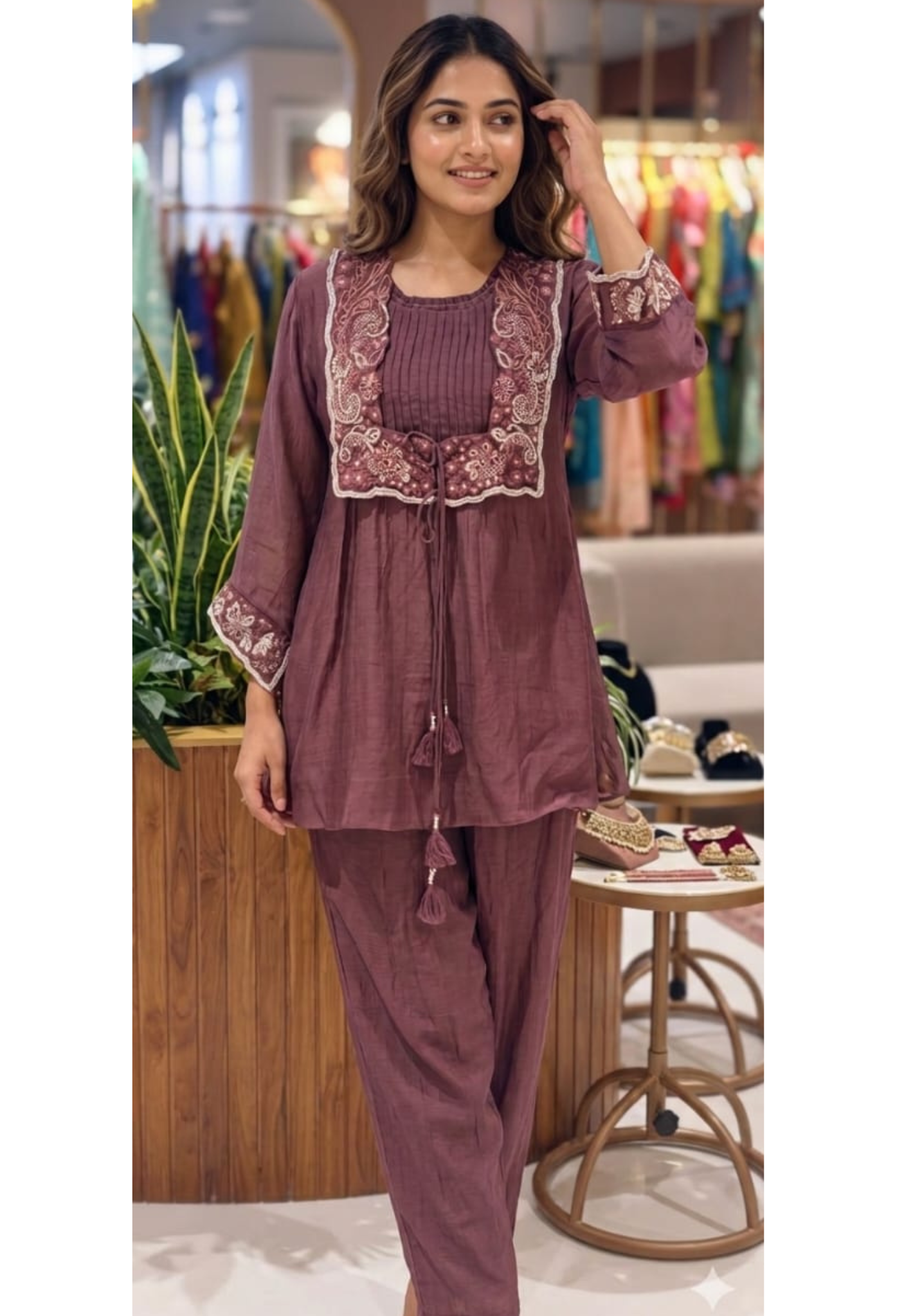 Upsided Unique Cut Jacket Look Mul Chanderi Co-Ord Set-14025