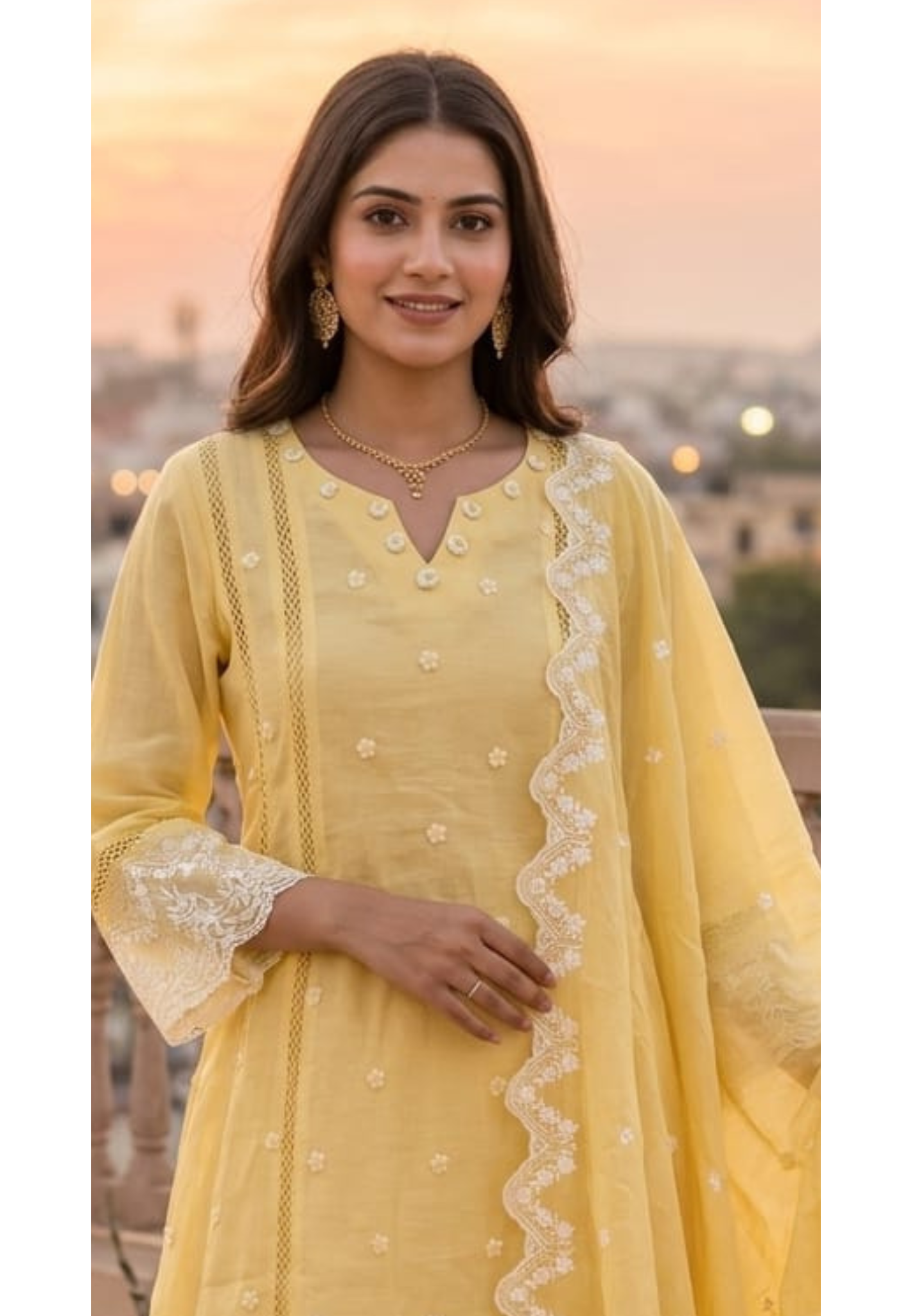 Mul Cotton Suttle Embroidery Soft Elegance A-Line Full Suit Set With Dupatta- 14308 RB234