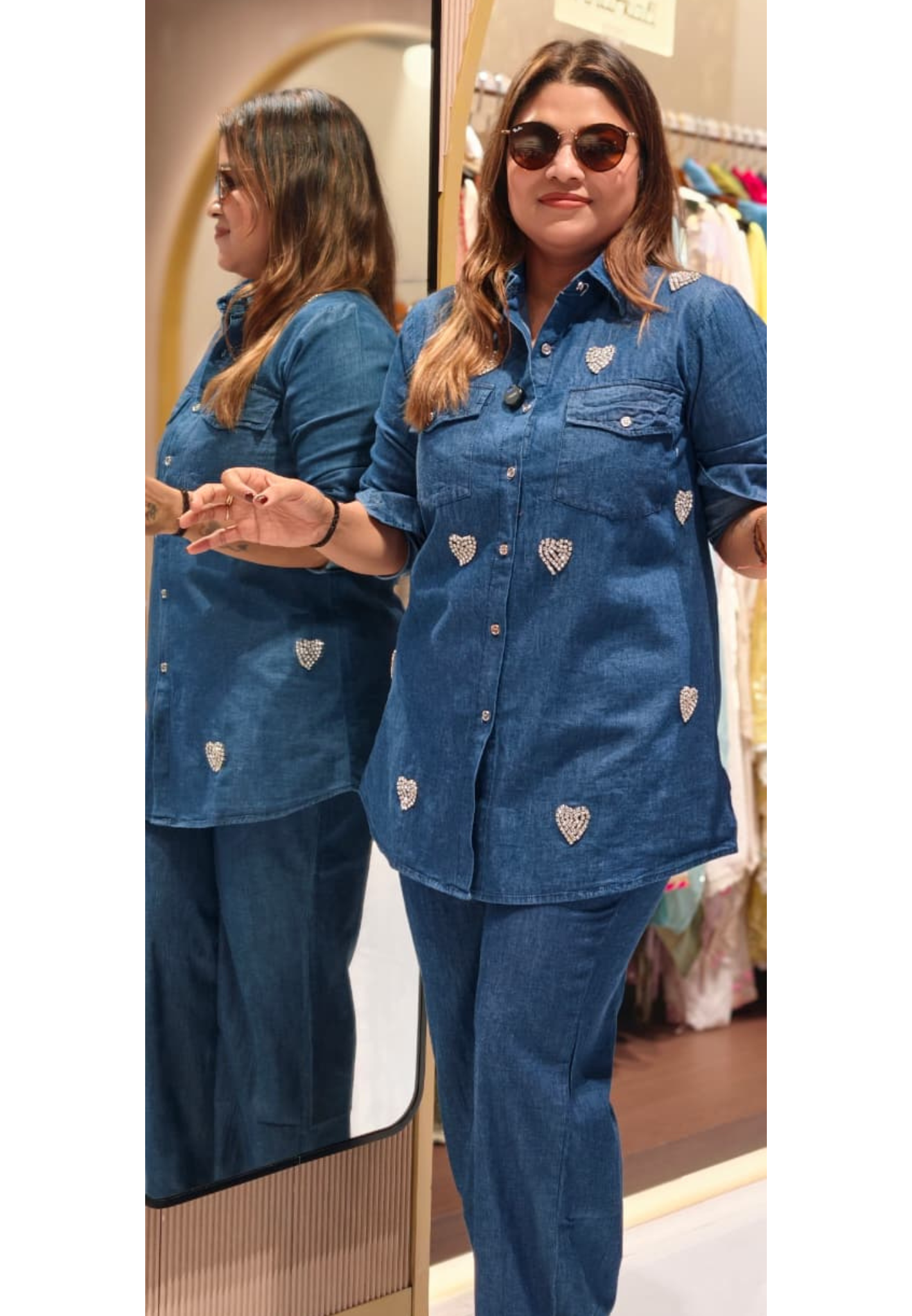 Tiny Love Shine Reinstone Drops Denim Casual Co-Ord Sets- 14522 RB313