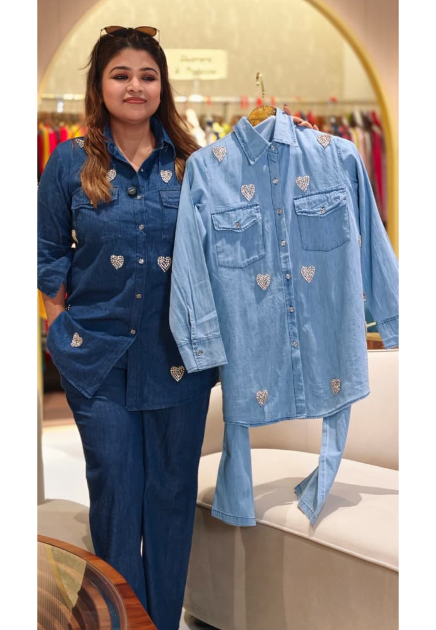 Tiny Love Shine Reinstone Drops Denim Casual Co-Ord Sets- 14522 RB313