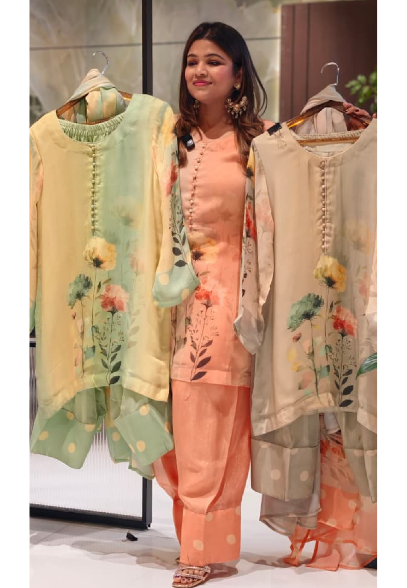 Digital Floral Serenity Artisanal Motif Pastel Pure Jute Linen Full Suit Set With  Dupatta- 14682 RB425