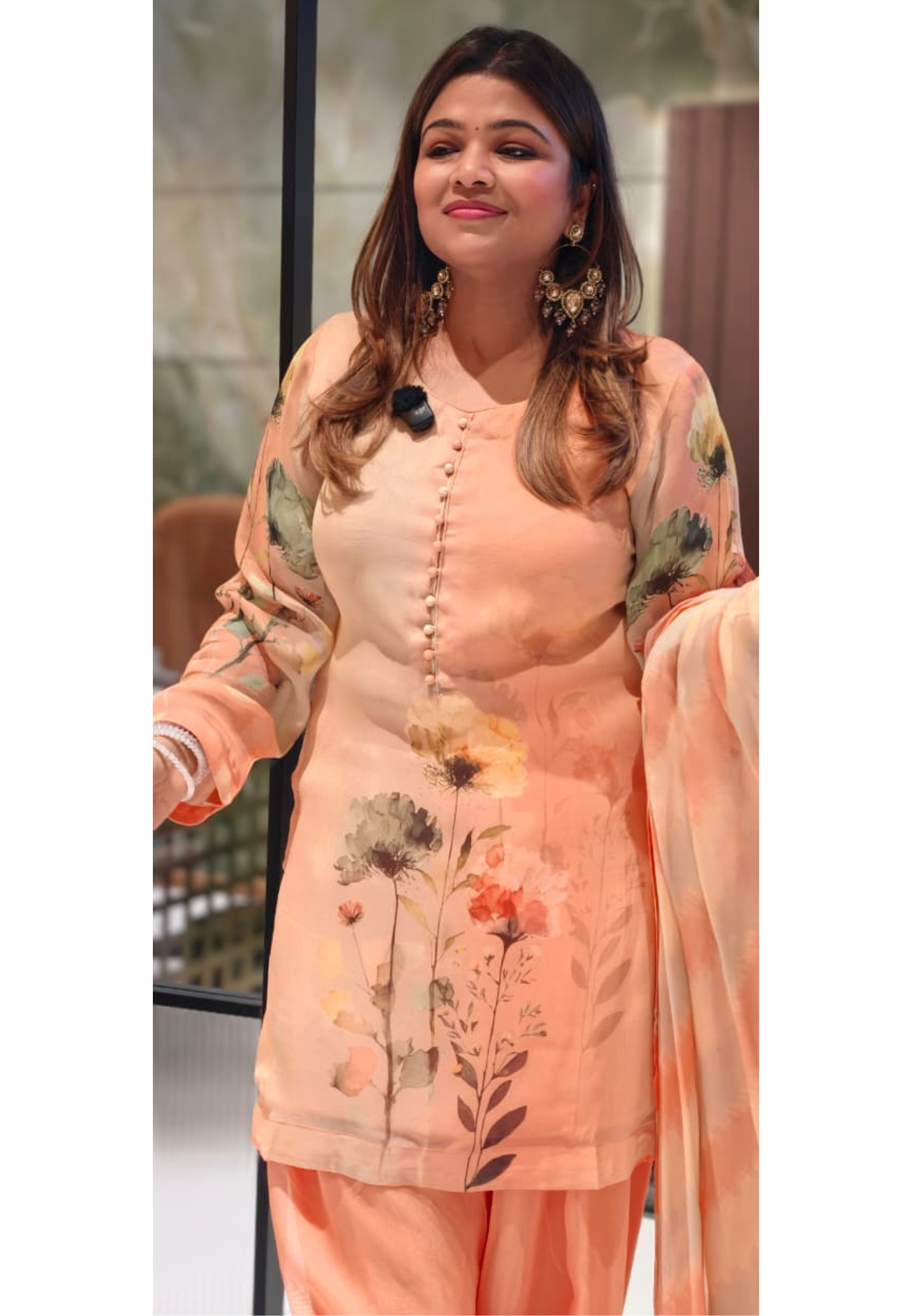 Digital Floral Serenity Artisanal Motif Pastel Pure Jute Linen Full Suit Set With  Dupatta- 14682 RB425