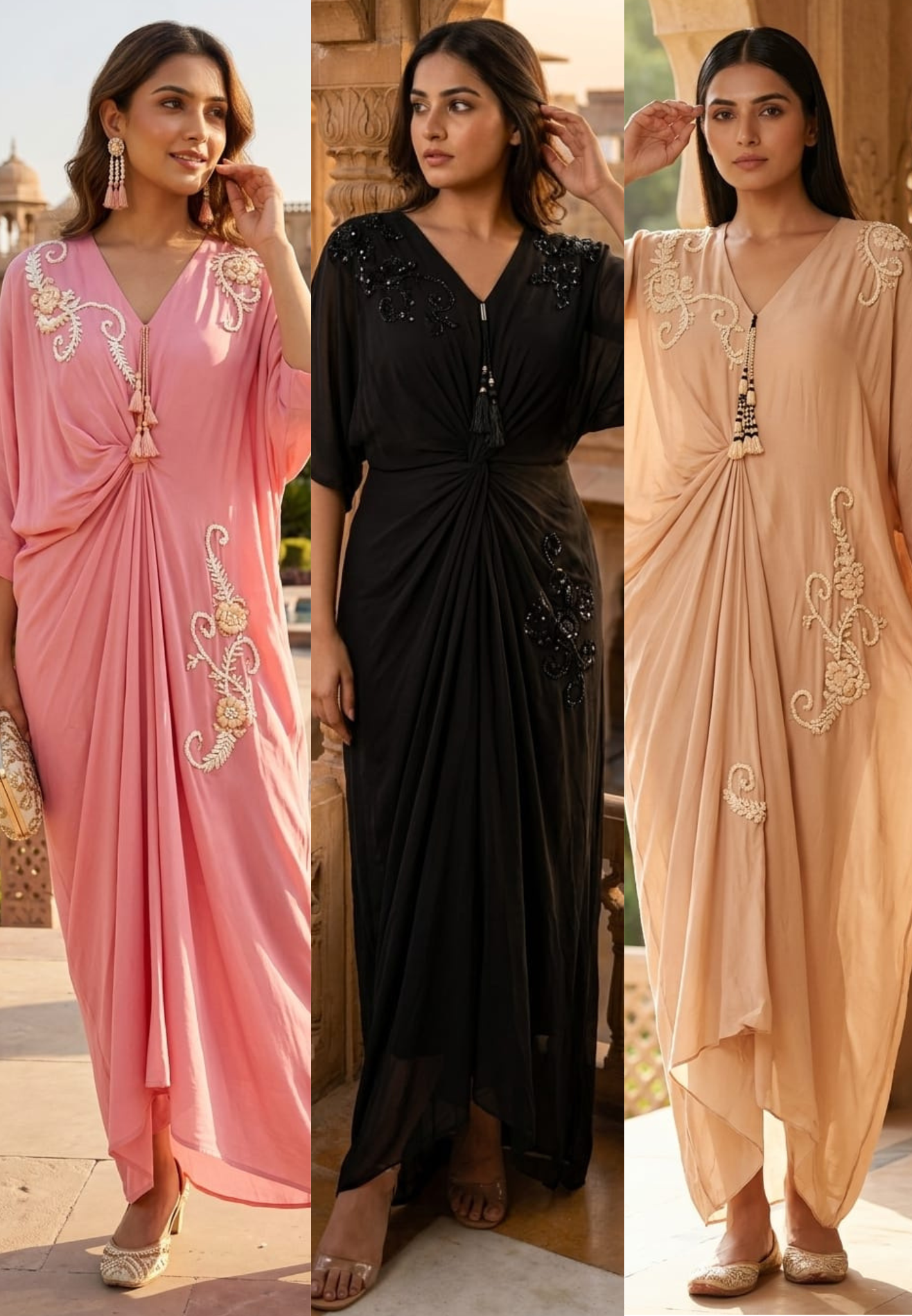 Elegant Cut-Dana Spiral Embroidery Drape Look Indo-Wear One Piece- 14948