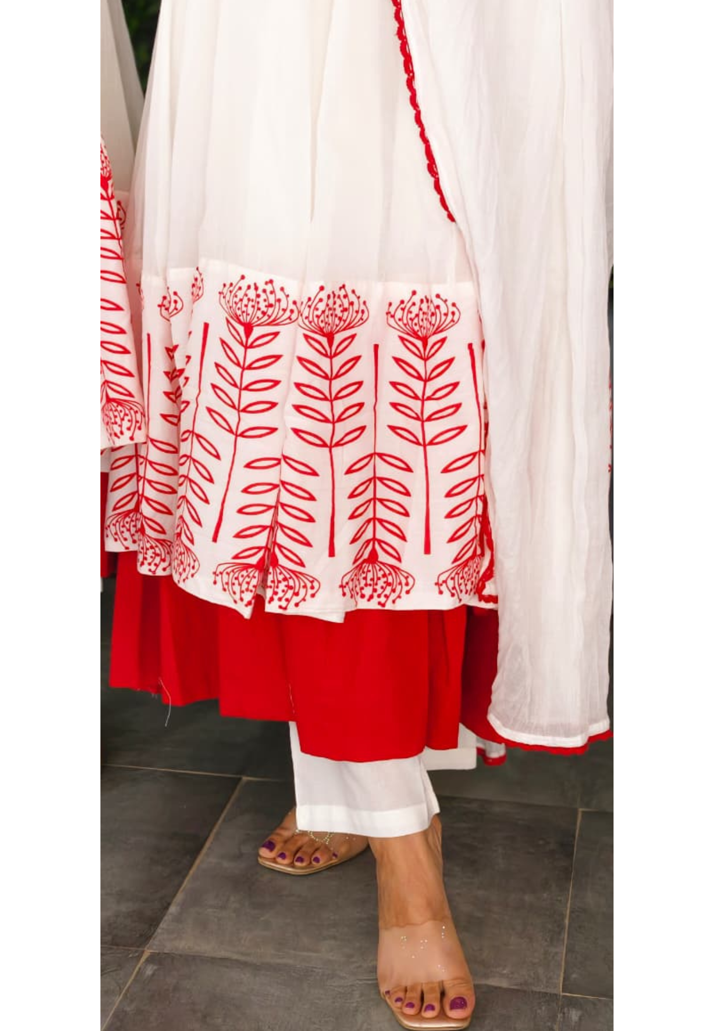 Premium Cotton Panel Double Layer Vibrant Printed Anarkali Full Suit Set With Dupatta- 15179