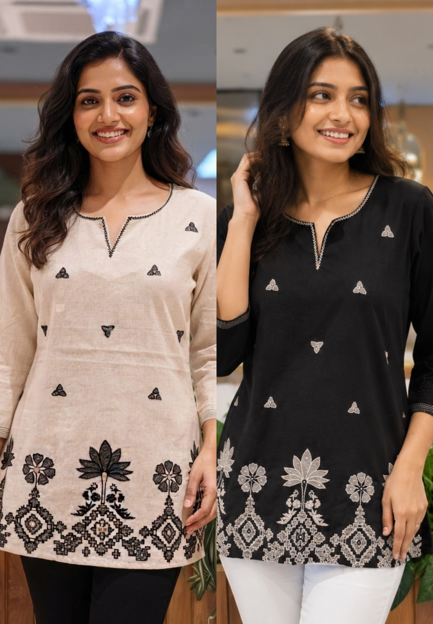Urban Gypsy Loom Thread Embroidered Cotton Short Kurti Only- 15722