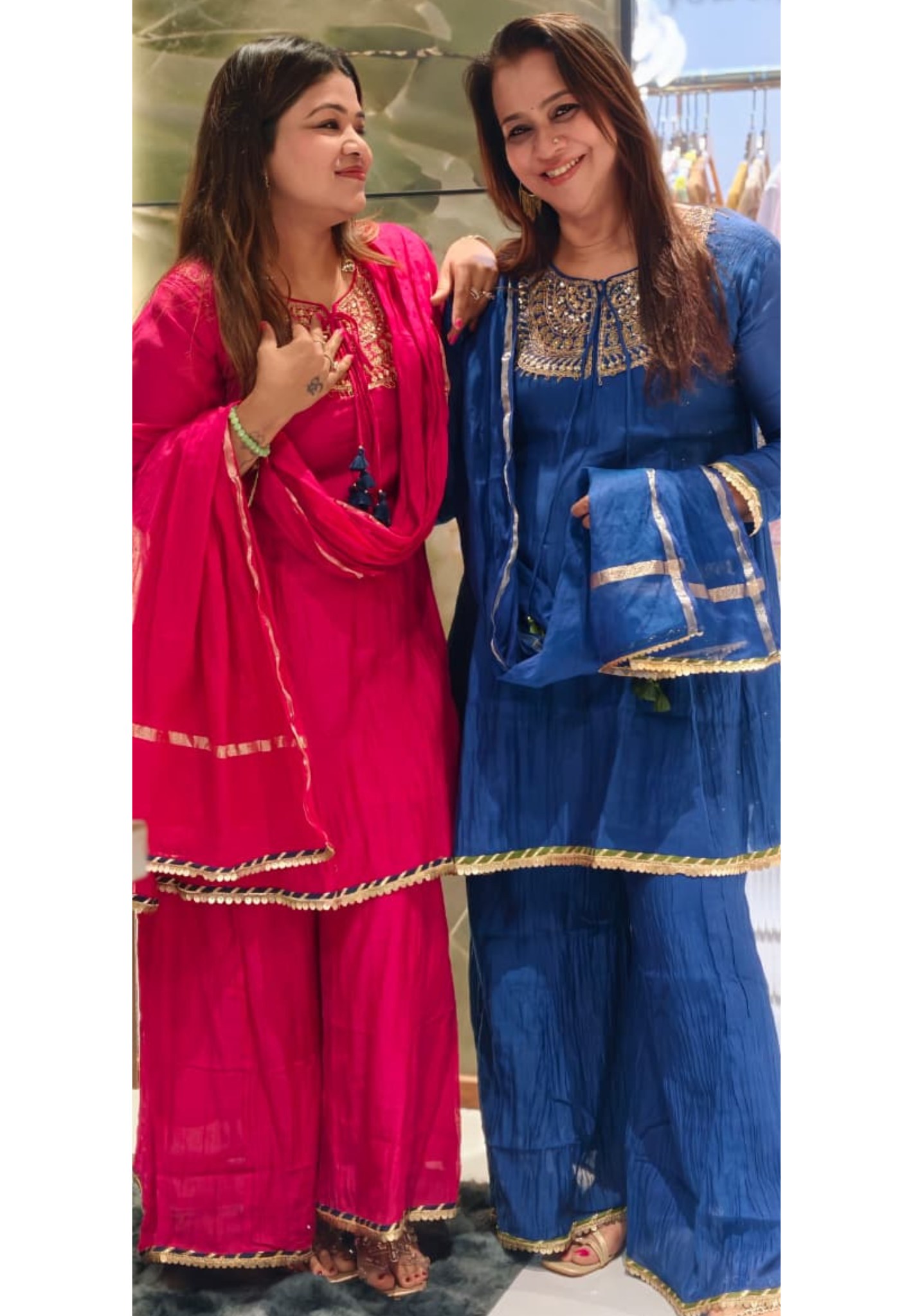 Heavy Embroidered Yoke With Tassel Accent Pure Mul-Chanderi A-Line Full Suit Set With Dupatta- 15802