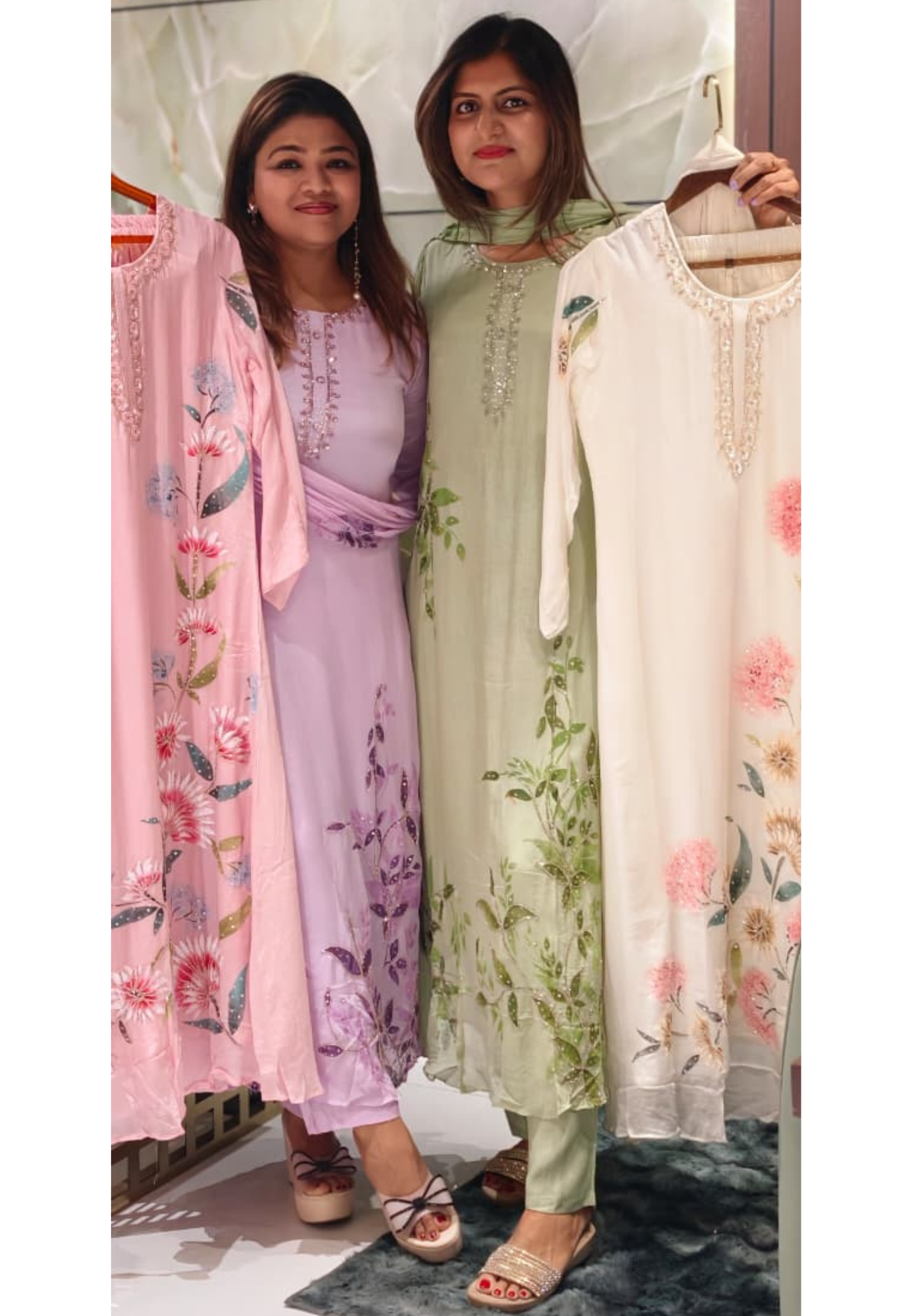 Elegant Digital Graceful Prints Pastel Shade Chinon Full Suit Set With Dupatta- 15952, 15938