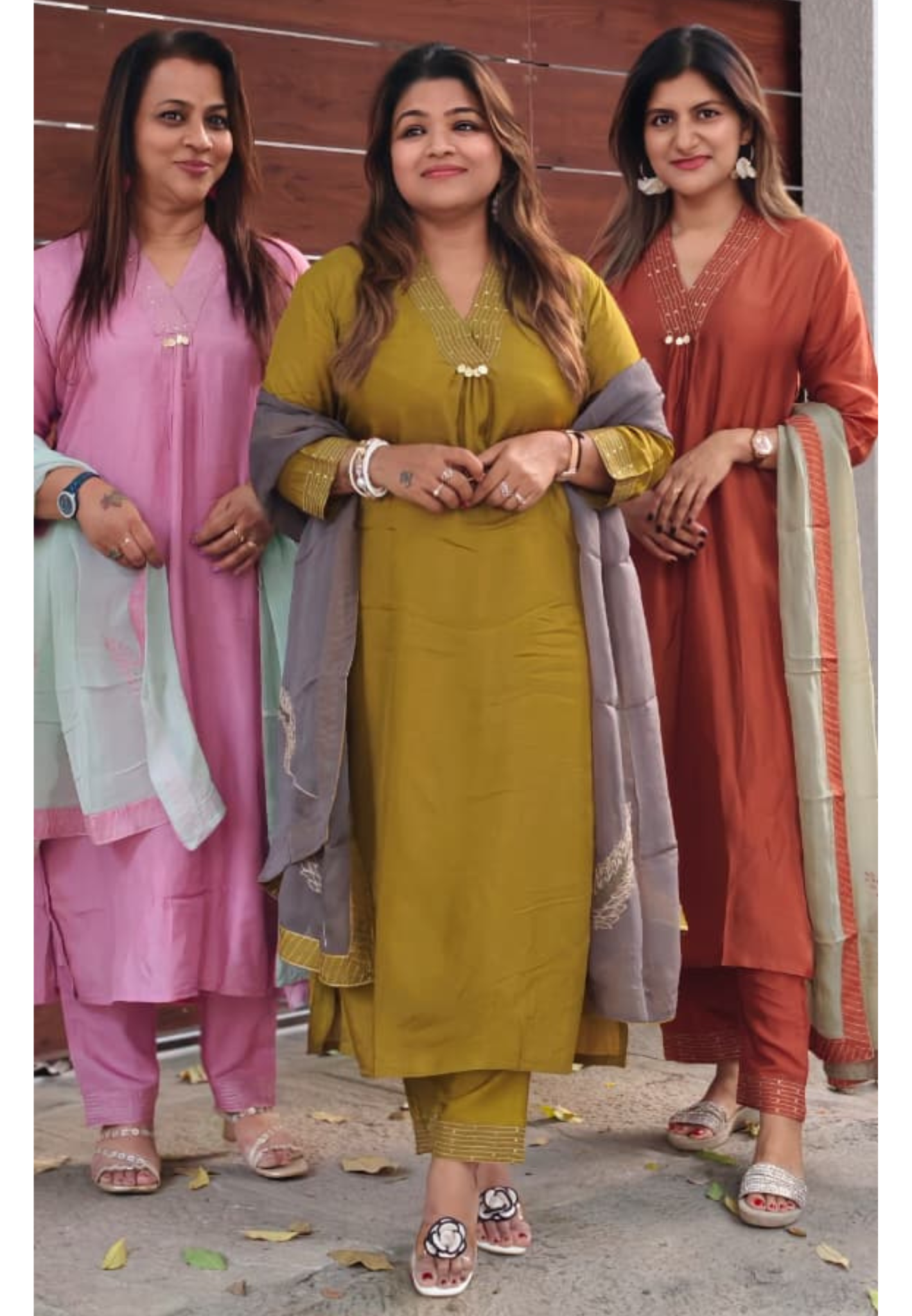 Banarasi Mul-Chanderi Solid A-Line Full Suit Set With Smart Dual Tone Dupatta & Minimal Coin Tassels Over Neck- 16040