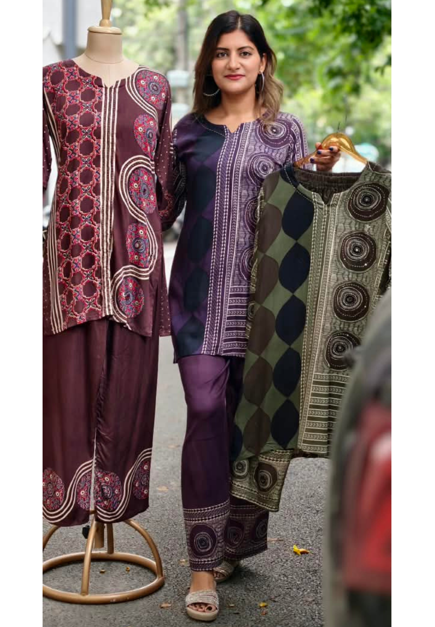 Stylish Slub Cotton Co-Ord Set With Minimal Ethnic Assymmetric Prints- 15955