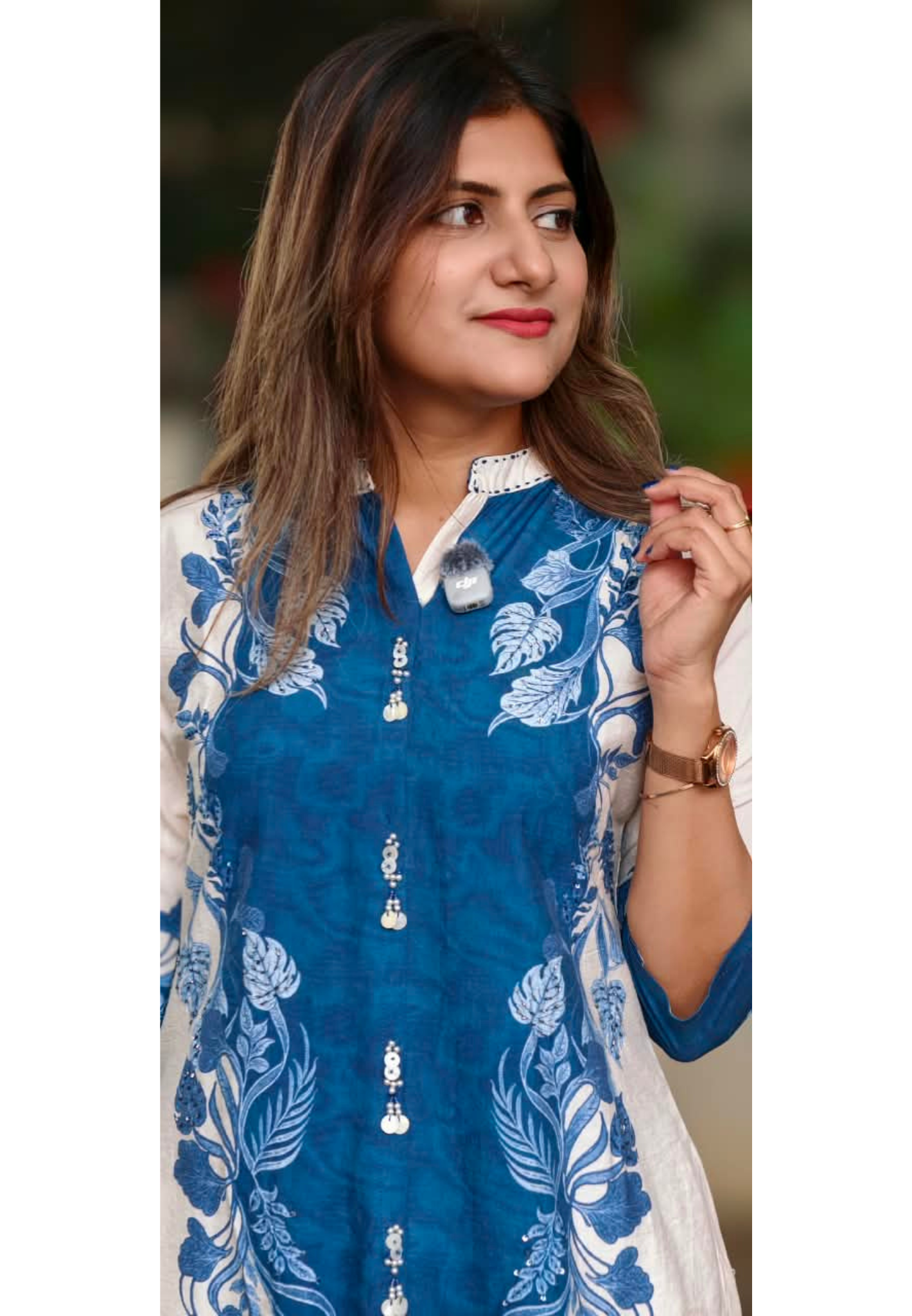 Vibrant Blue With Graceful White Digital Prints Viscose Co-Ord Set- 16001 (Lean Fit)