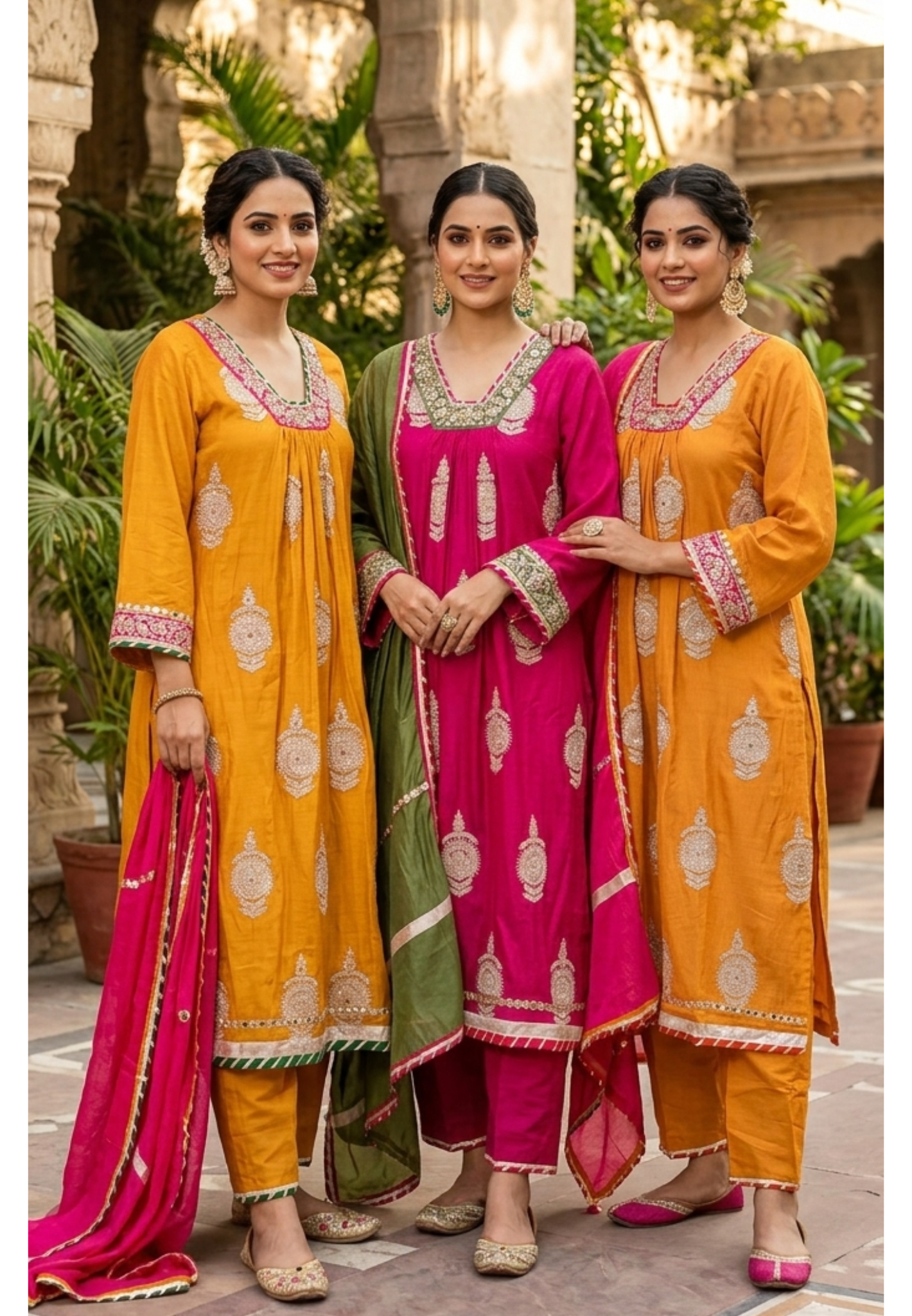Heavy Zardosi Embroidered Real Mirror Work Over Daman & Sleeve A-Line Full Suit Set With Dupatta- 16072