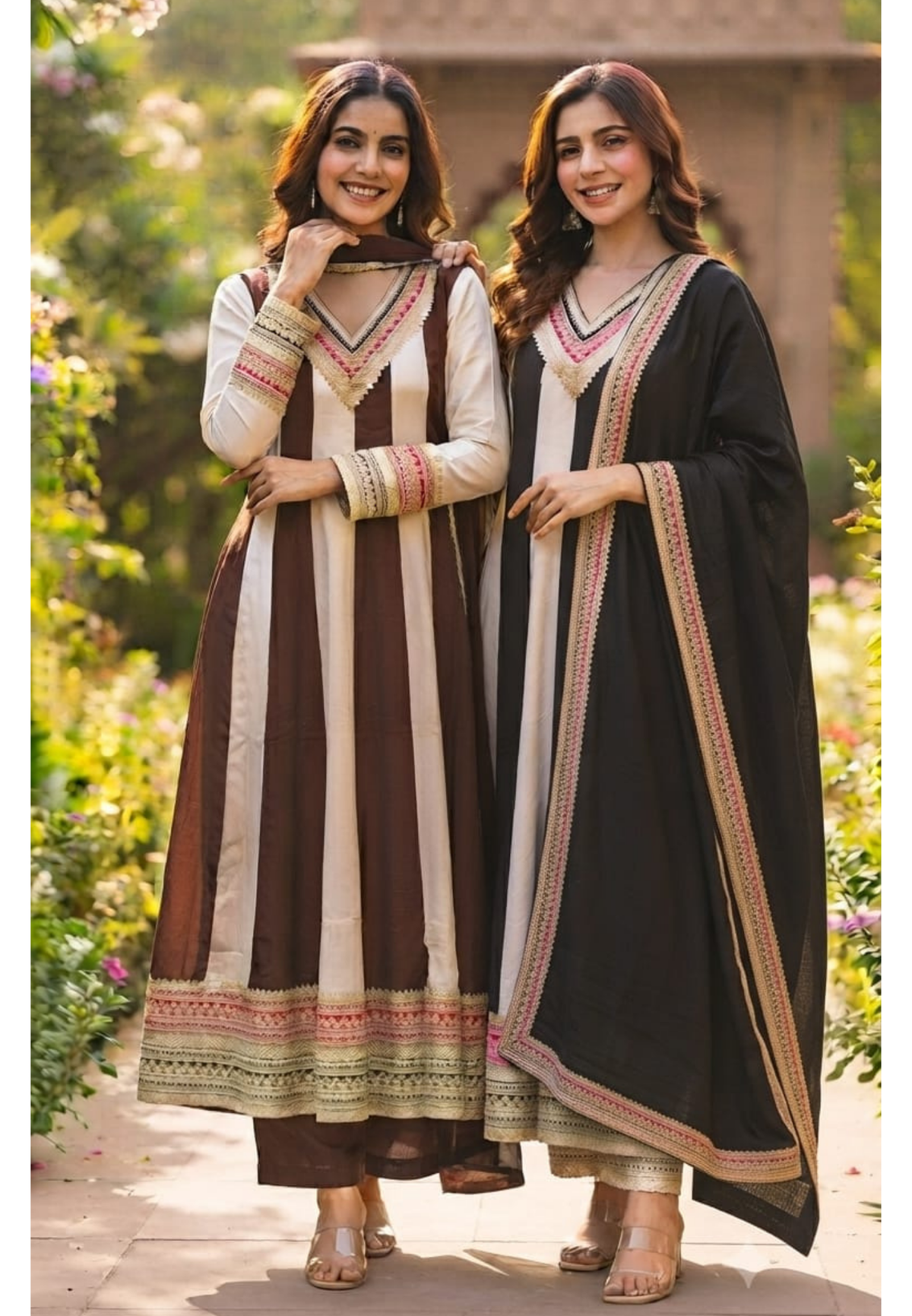 Highly Flared Panel Dual Tone Anarkali With Vibrant Zardosi Embroidery Work- 16127