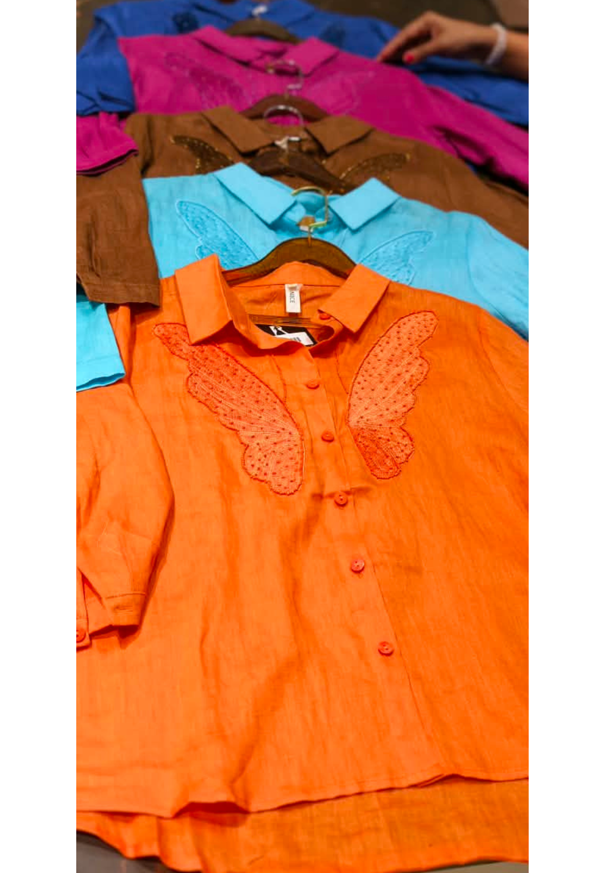 Butterfly Radiance Beaded Embroidery Solid Shade Imported Pure Linen Shirt- 16337