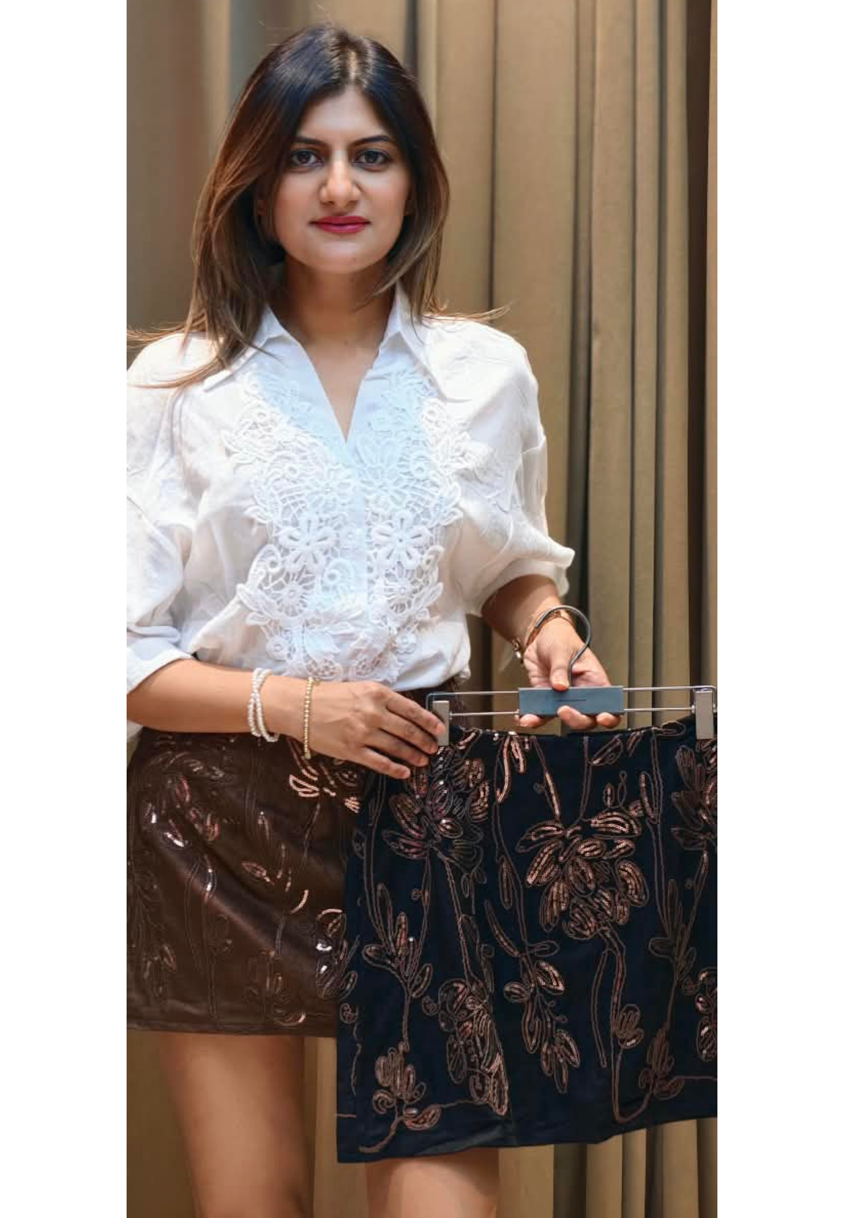 Shimmer Sequin Glamrous Bold Look Imported Mini Skirt-