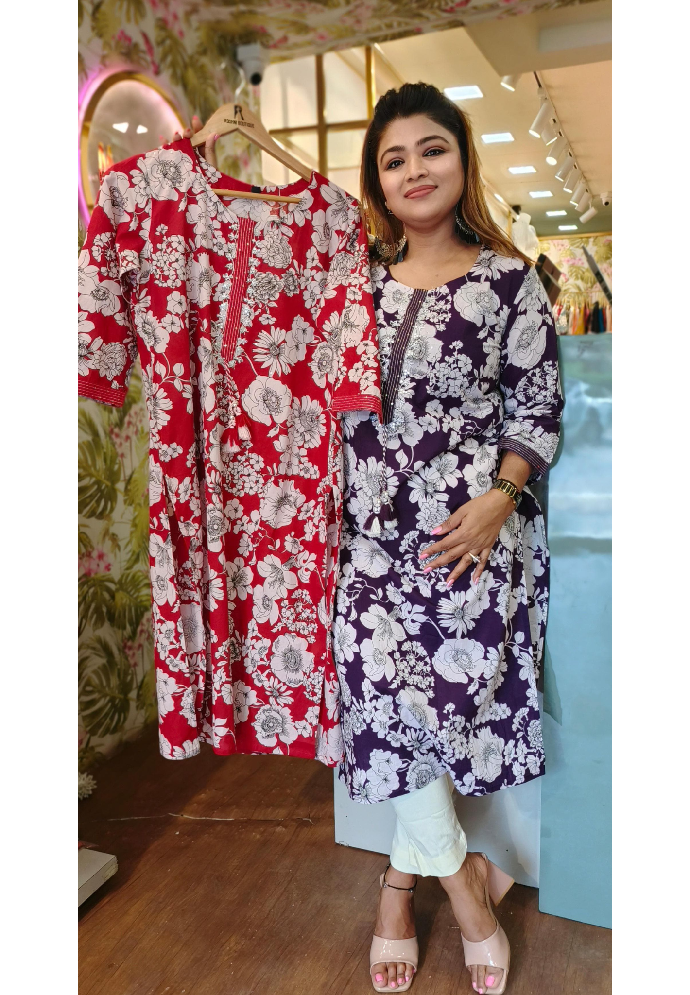 Loose Fit Summer Floral Cotton only kurti-04545