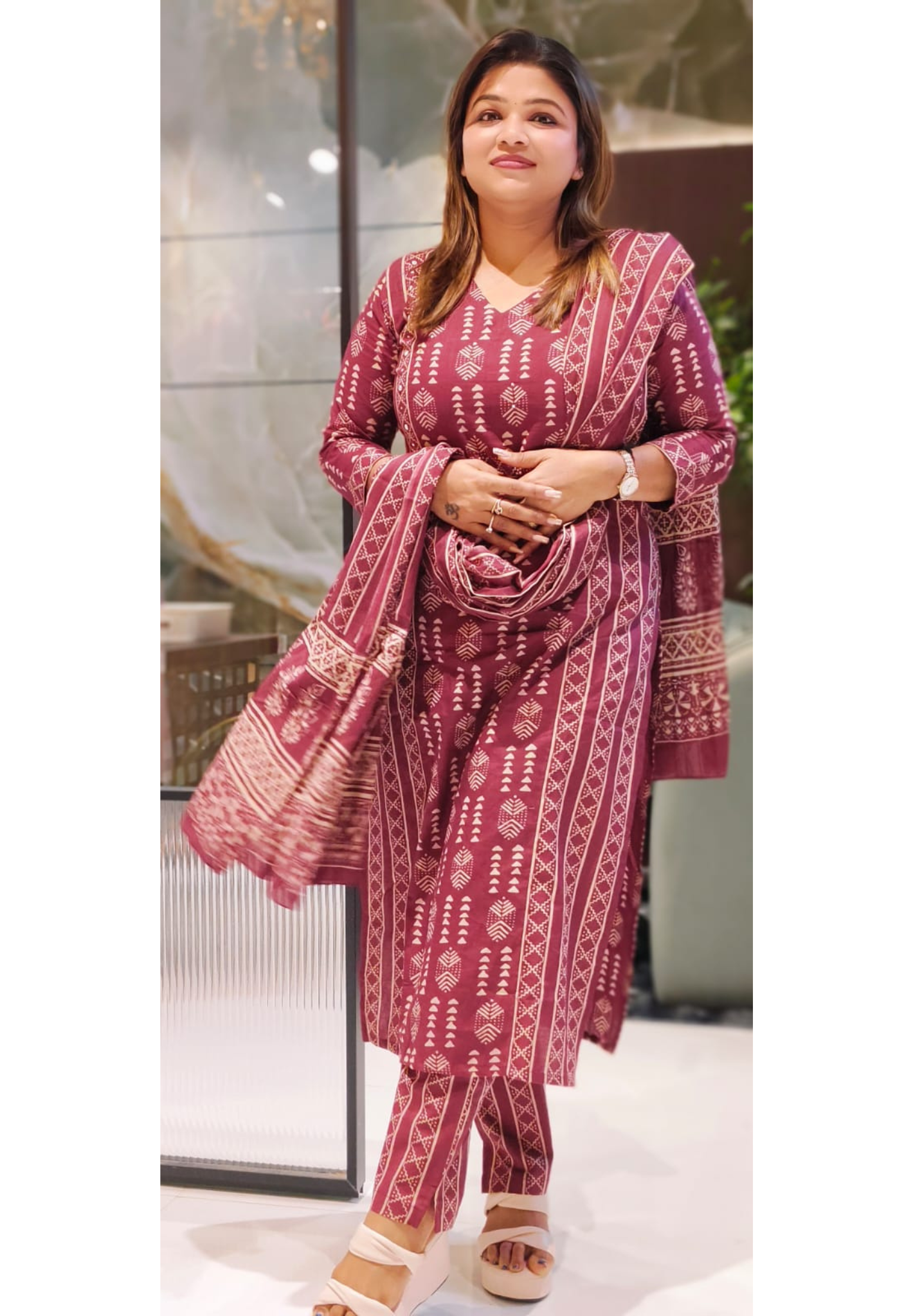 Classic Office Wear Handcrafted Block Print Cotton Kurta Set for Everyday Ethnic Wear