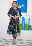 Cotton black and white. Angrakha block print cotton full suit with cotton dupatta  DRY WASH-04070
