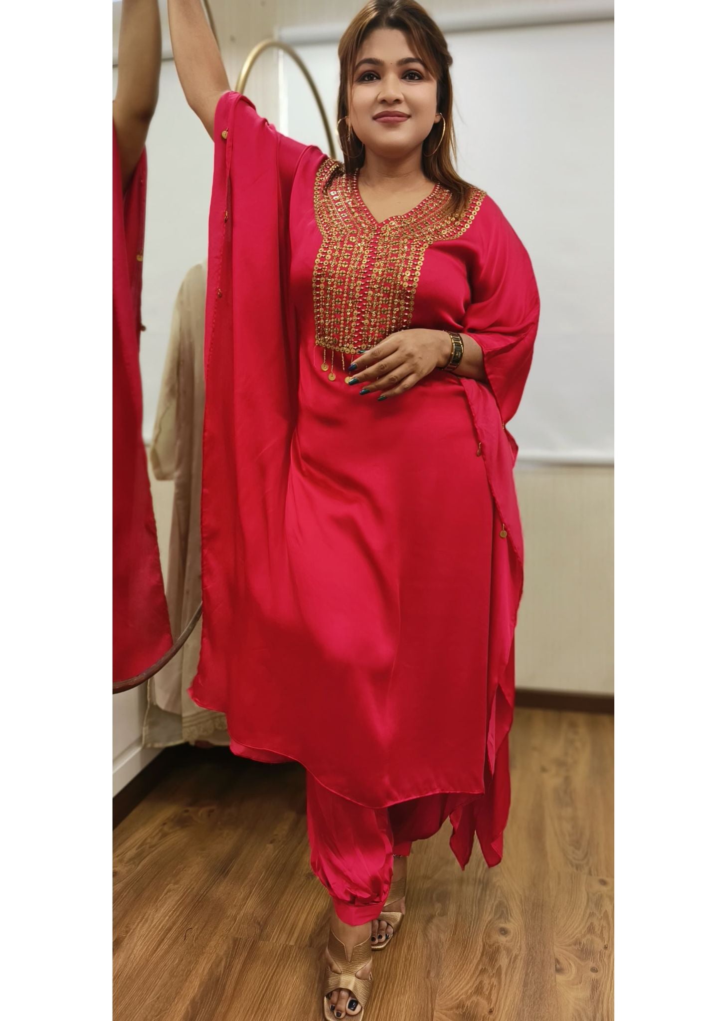 Stylish embroidered  kaftan with inner and Baloon pants DRYWASH Dispatching after 25 days -04169