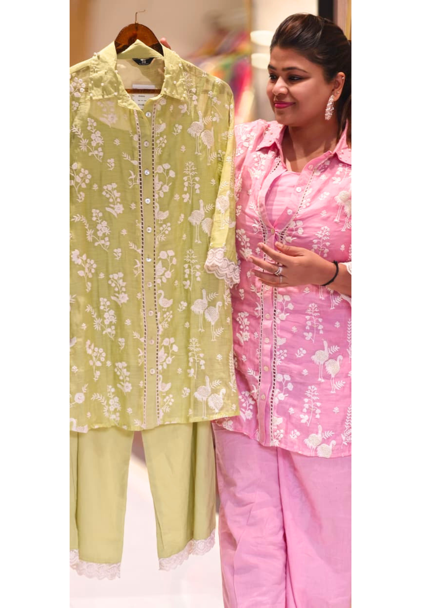 Elegant Pastel Embroidered Chanderi Co-ord Set with Lace Detailing- 14897