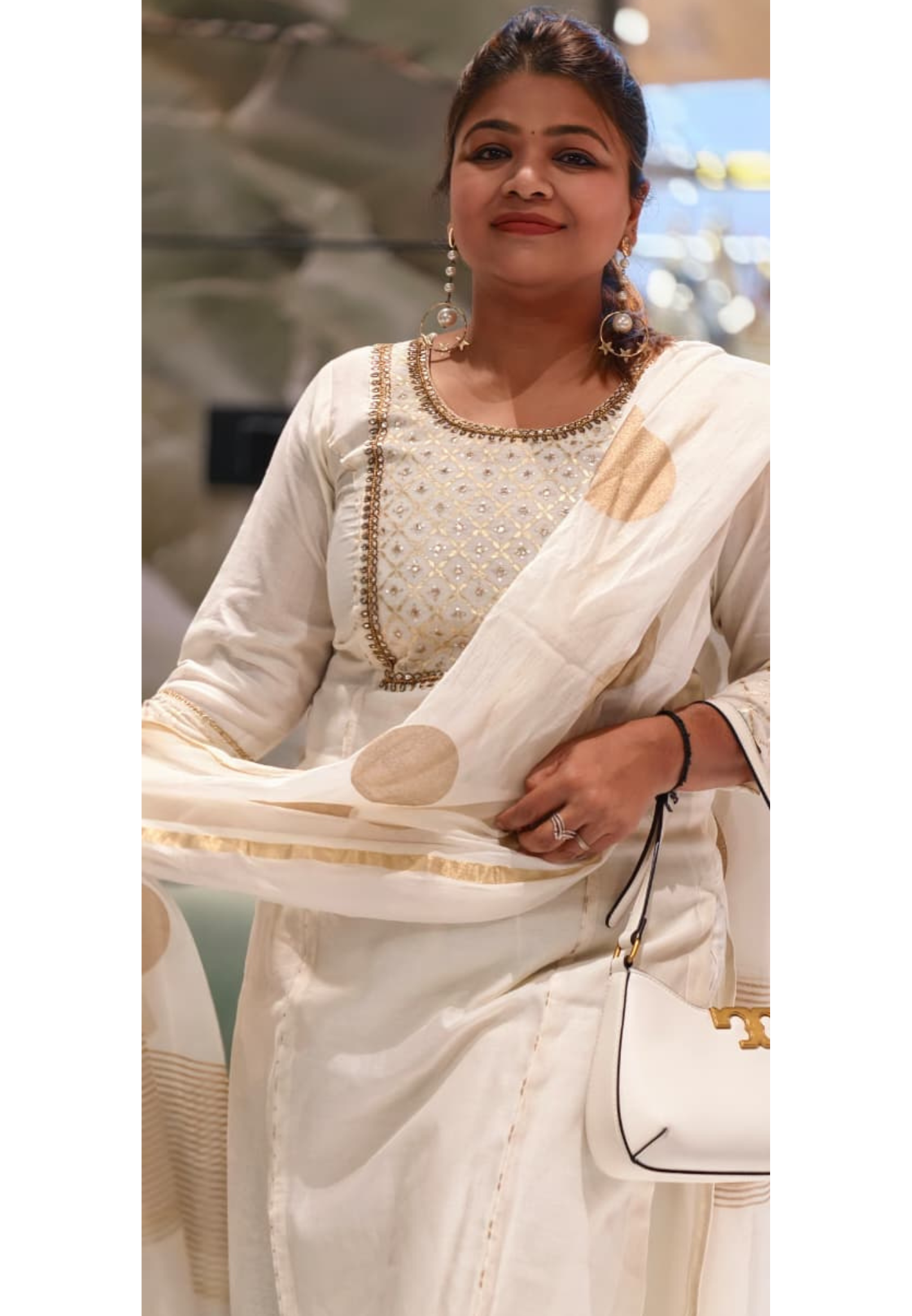 Pure Chanderi Elegant Off-White & Gold Embellished Full Suit Set with Statement Dupatta- 14922