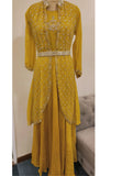 Elegant Designer gown with heavy party cutdana embroidered jacket with belt DRY WASH-