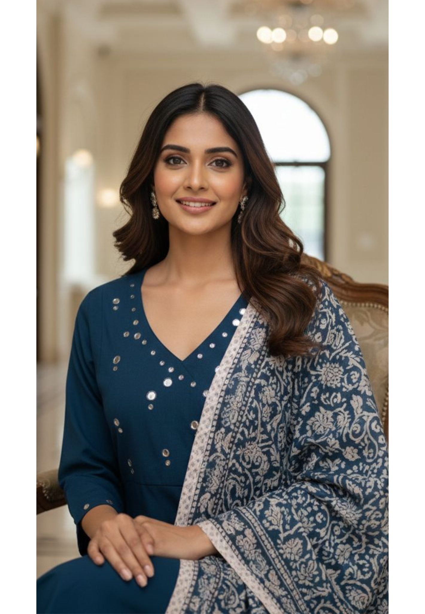 Angrakha Foil Mirror Elegance Solid A-Line Full Suit Set With Printed Dupatta In Cotton Fabric-13006