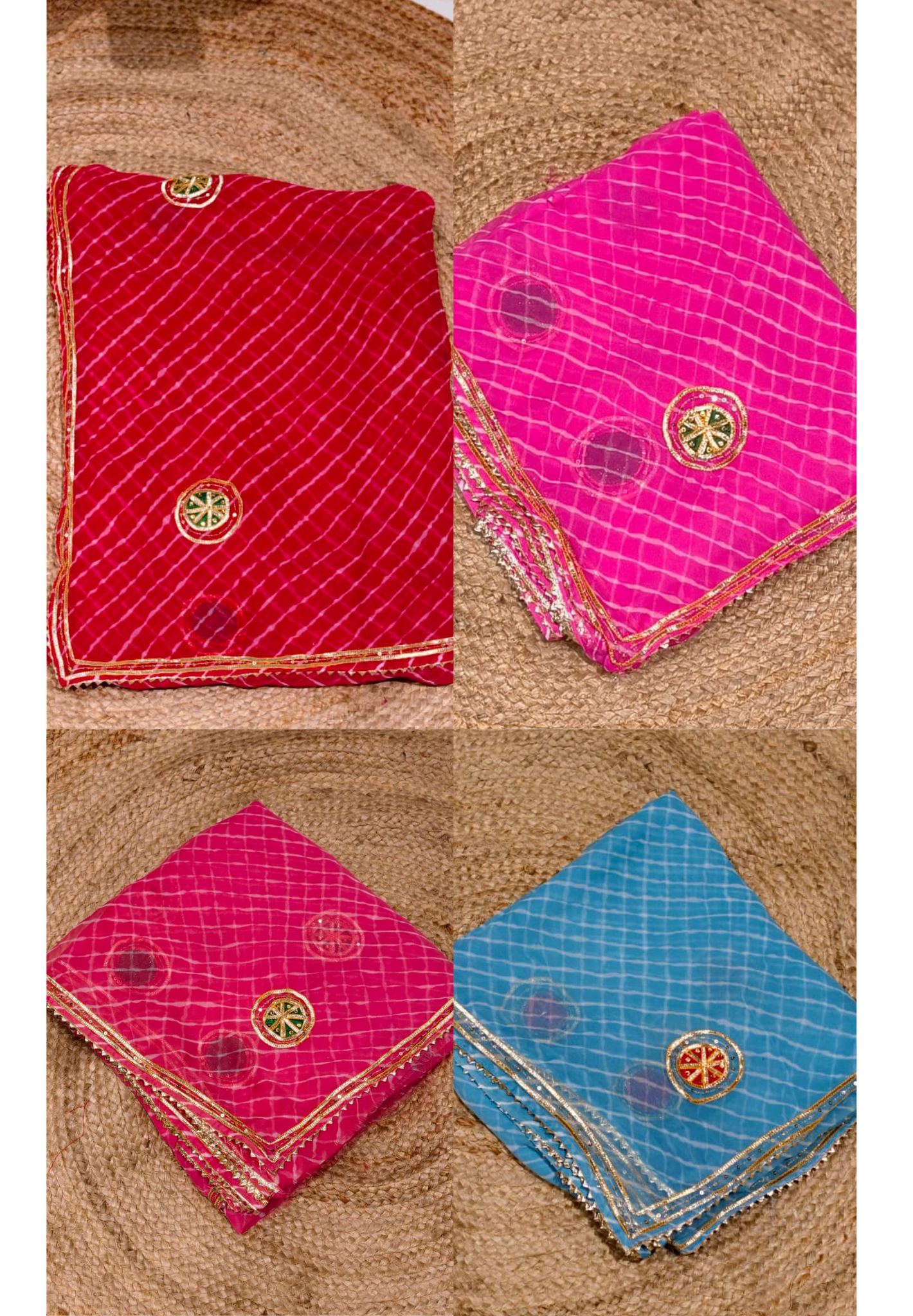 Ghoomar Threads Wavey Lehriya Prints Gotta Elegance Semi-Georgette Saree With Unstitched Blouse- 15655