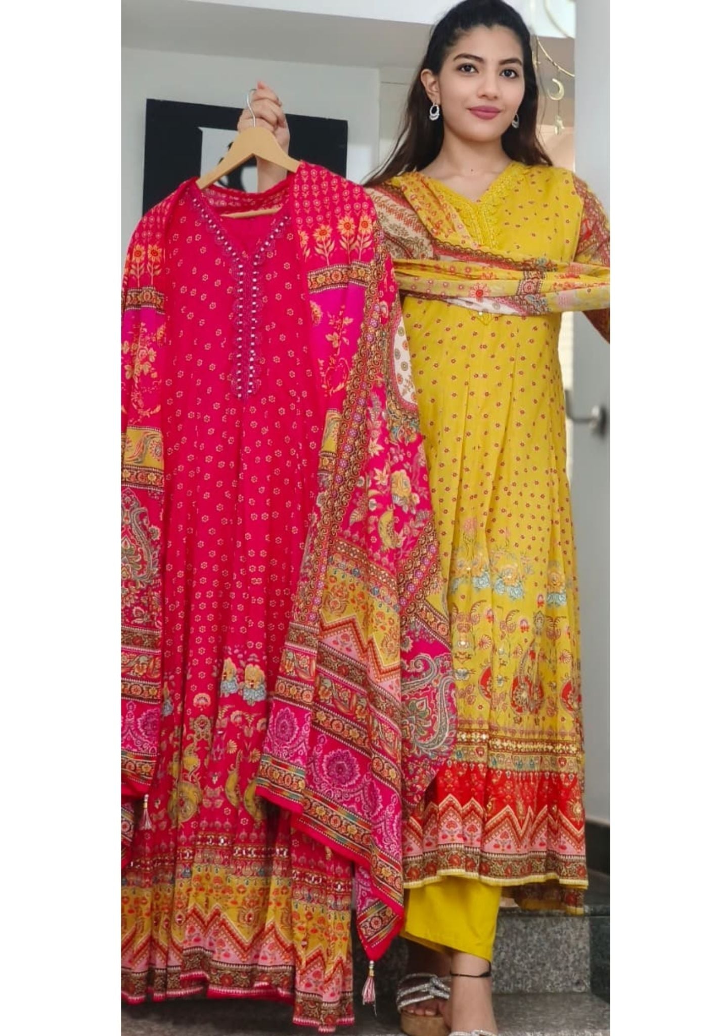 Soft Mall Cotton Floral Printed Anarkali Full Suit 010681
