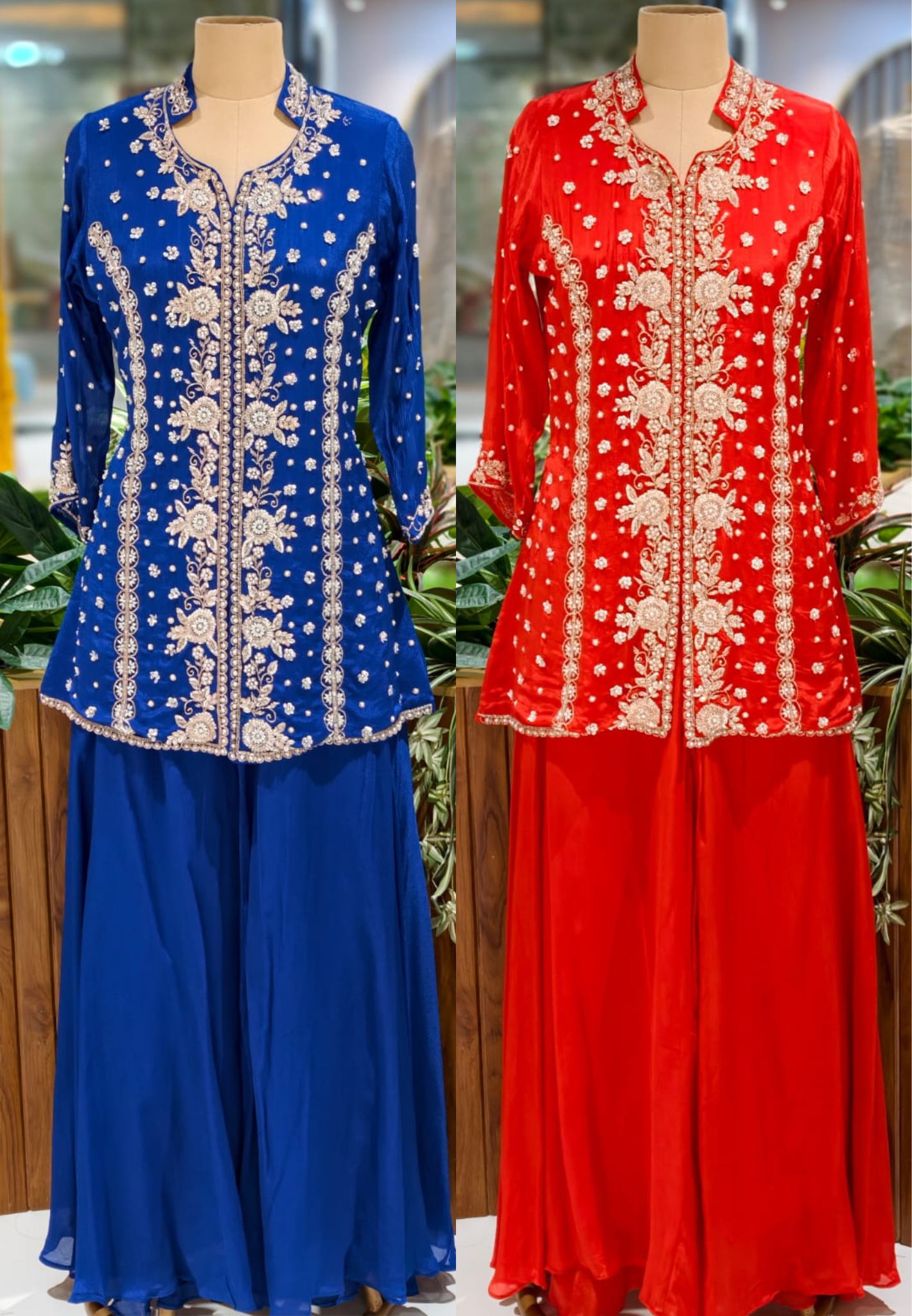 Imperial Bloom Royal Zari Heritage Kurta With Flared Palazzo Set