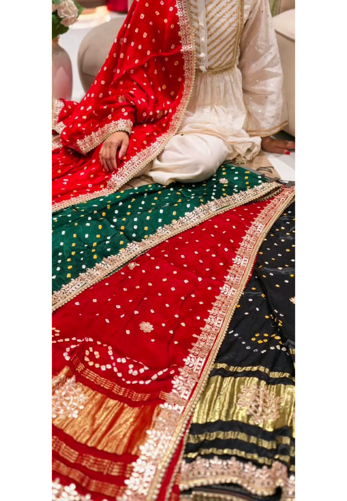 Premium Rich Gotta Touch Golden Bordered Bandhani Print Dupatta- 16512