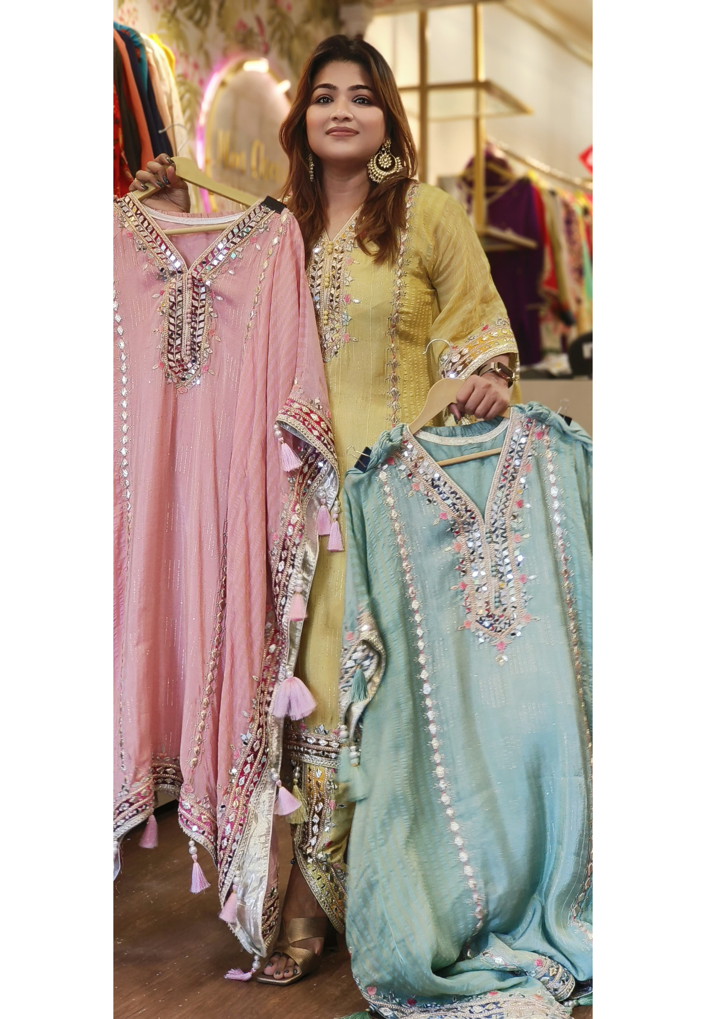 Gotta Work Embroidered tissue Kaftan With Tulip Pants with DRY WASH ONLY-