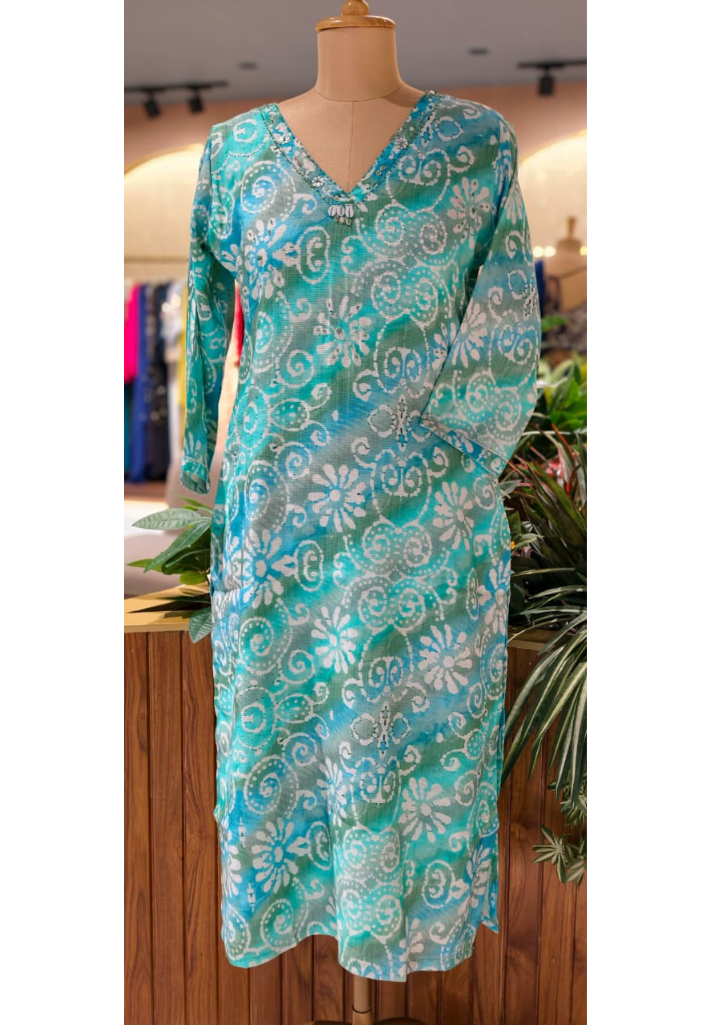 Aqua Elegance Printed Summer Wear Cotton Kurti Only With Lining (Slightly Lean Fit)