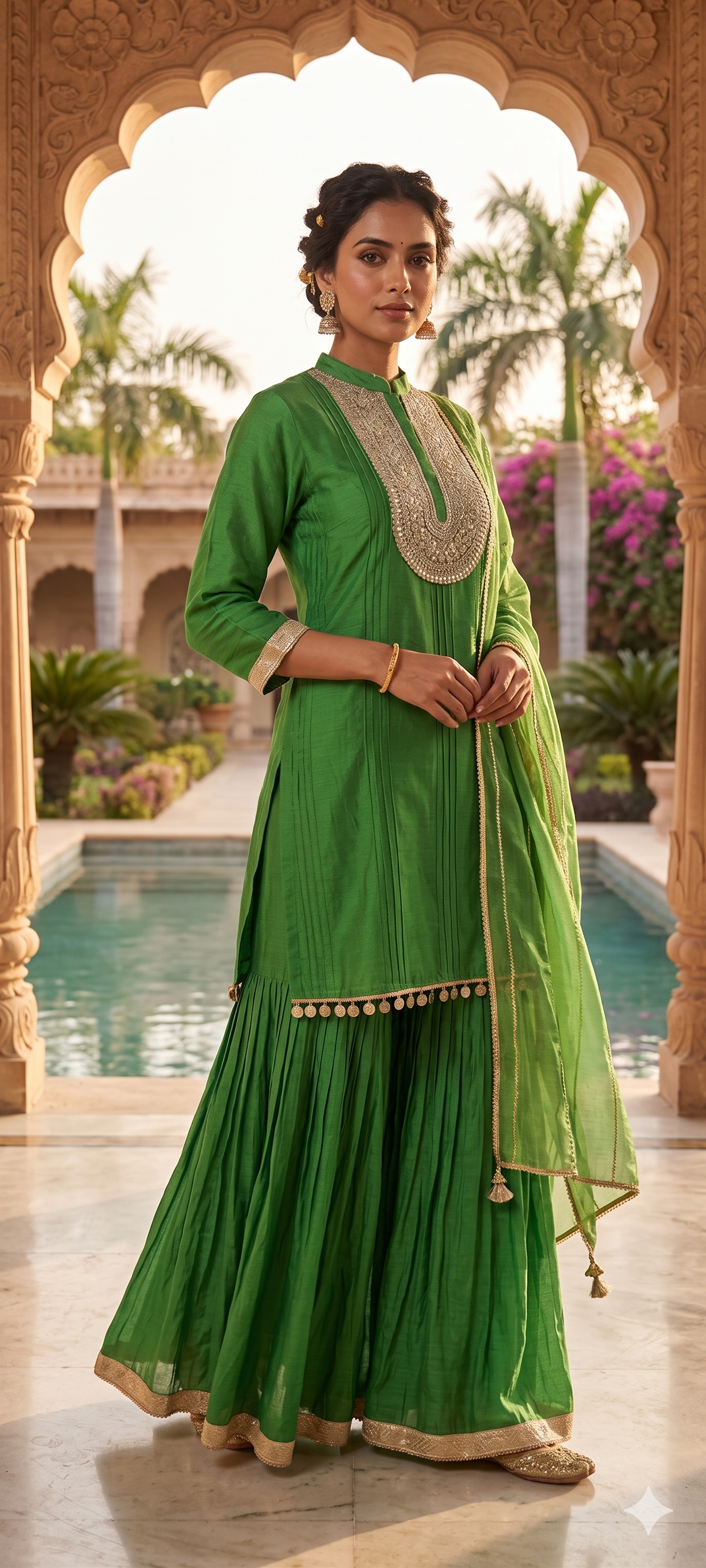 Premium Zardosi Yoke Pure Banarasi Mul Chanderi Panel Tassel Accent Full Suit Set With Dupatta- 13309  RB456