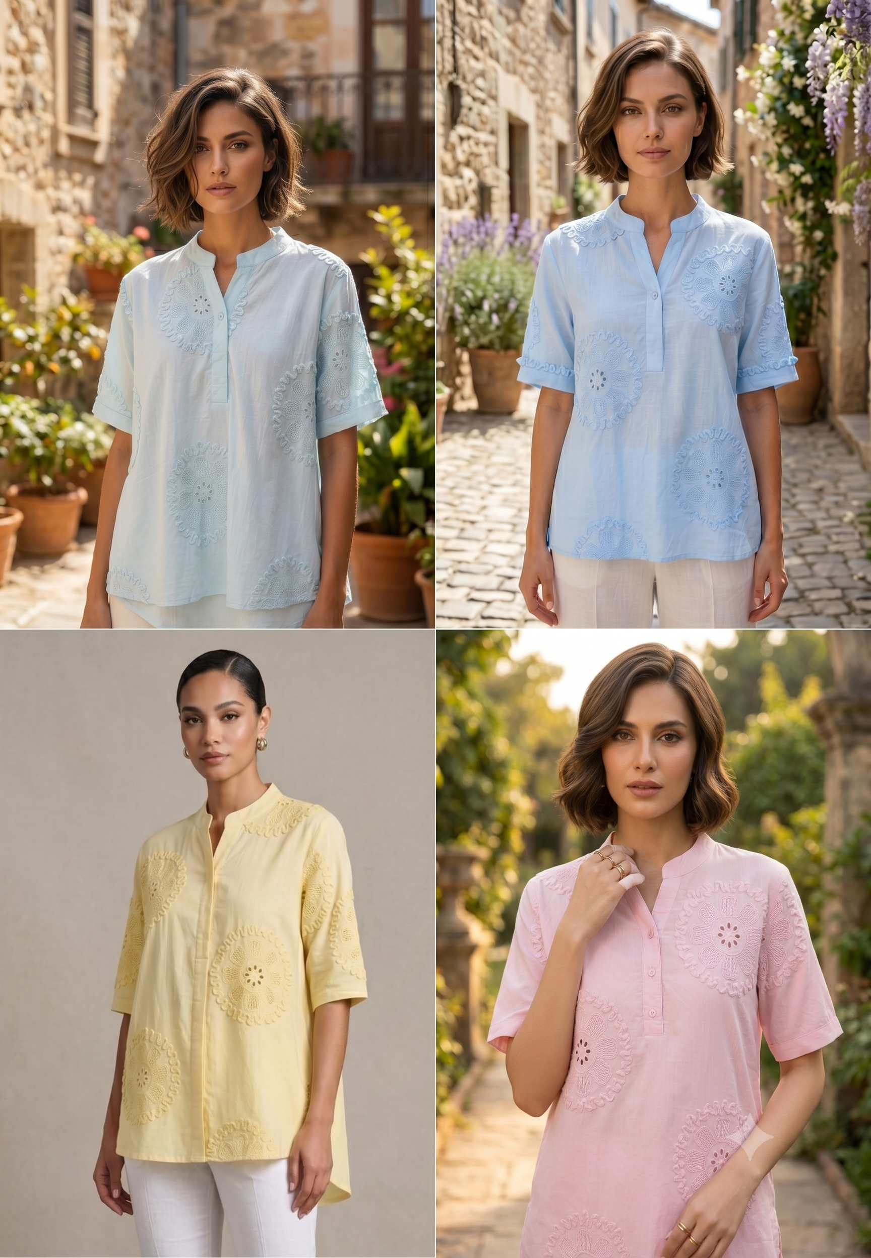 Premium Embroidered Cotton Summer Imported Western Casual Top- 15139
