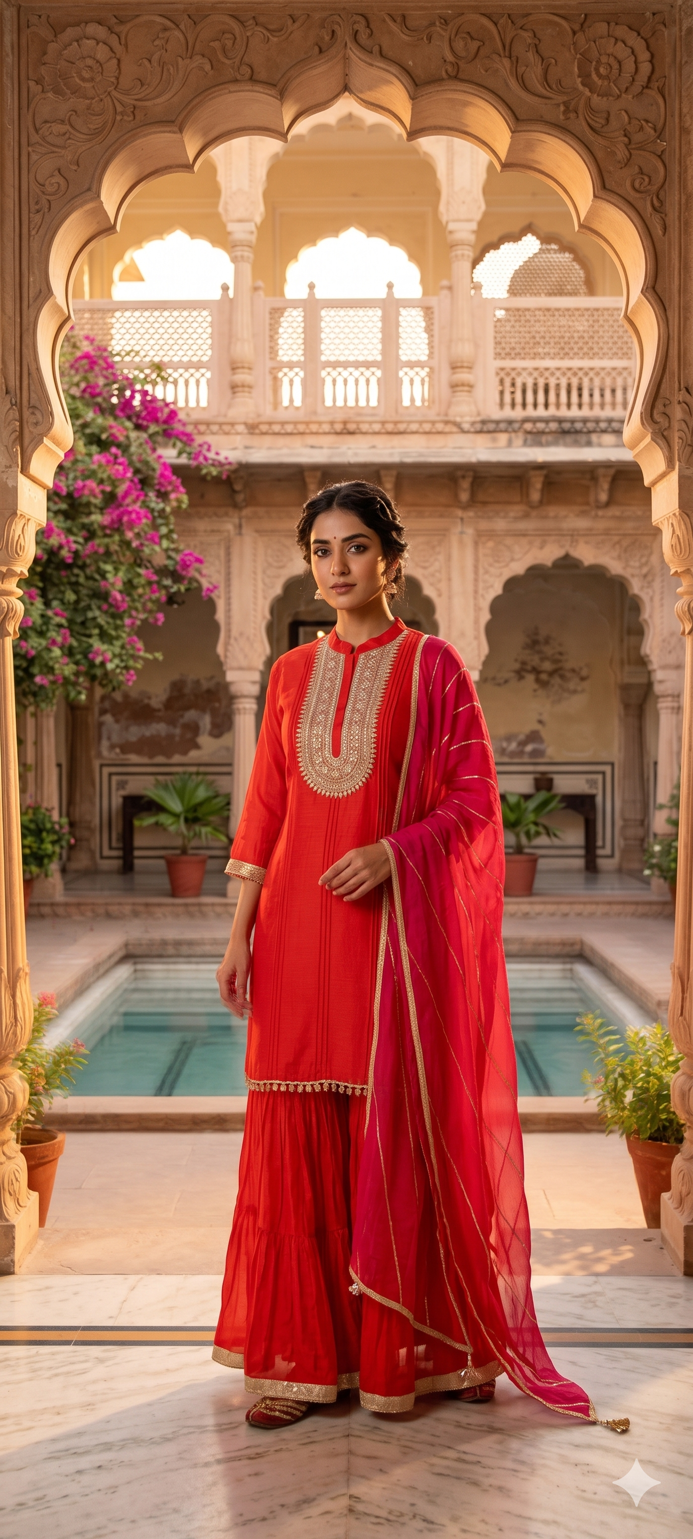 Premium Zardosi Yoke Pure Banarasi Mul Chanderi Panel Tassel Accent Full Suit Set With Dupatta- 13309  RB456