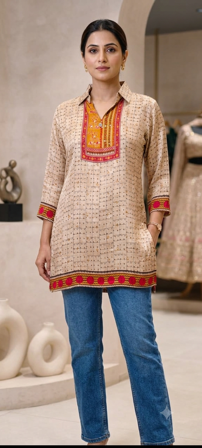 Beautifully Multi Printed Collared Casual Wear Crepe Shirt- 15634