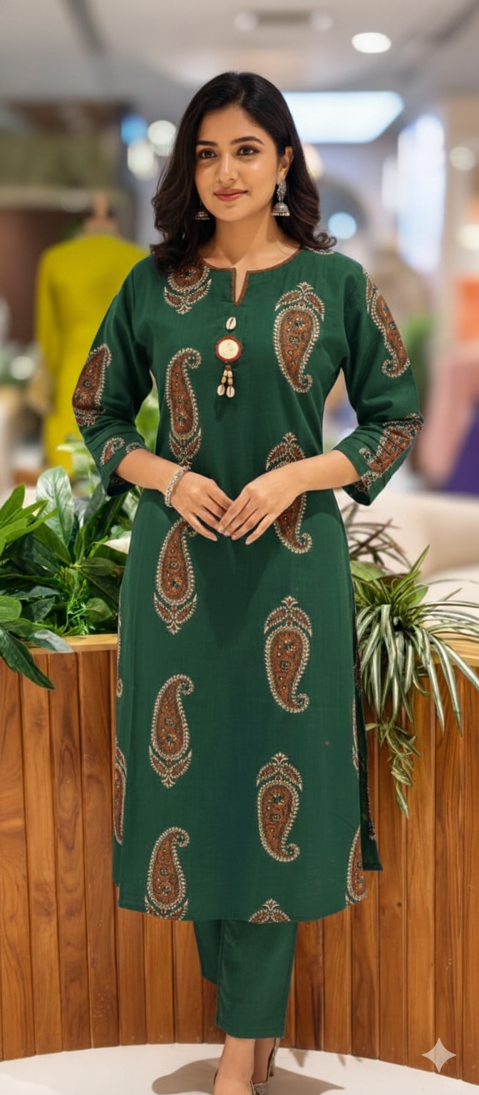 Verdent Mango Buti Print Casual Wear A-Line Kurti Only-13525