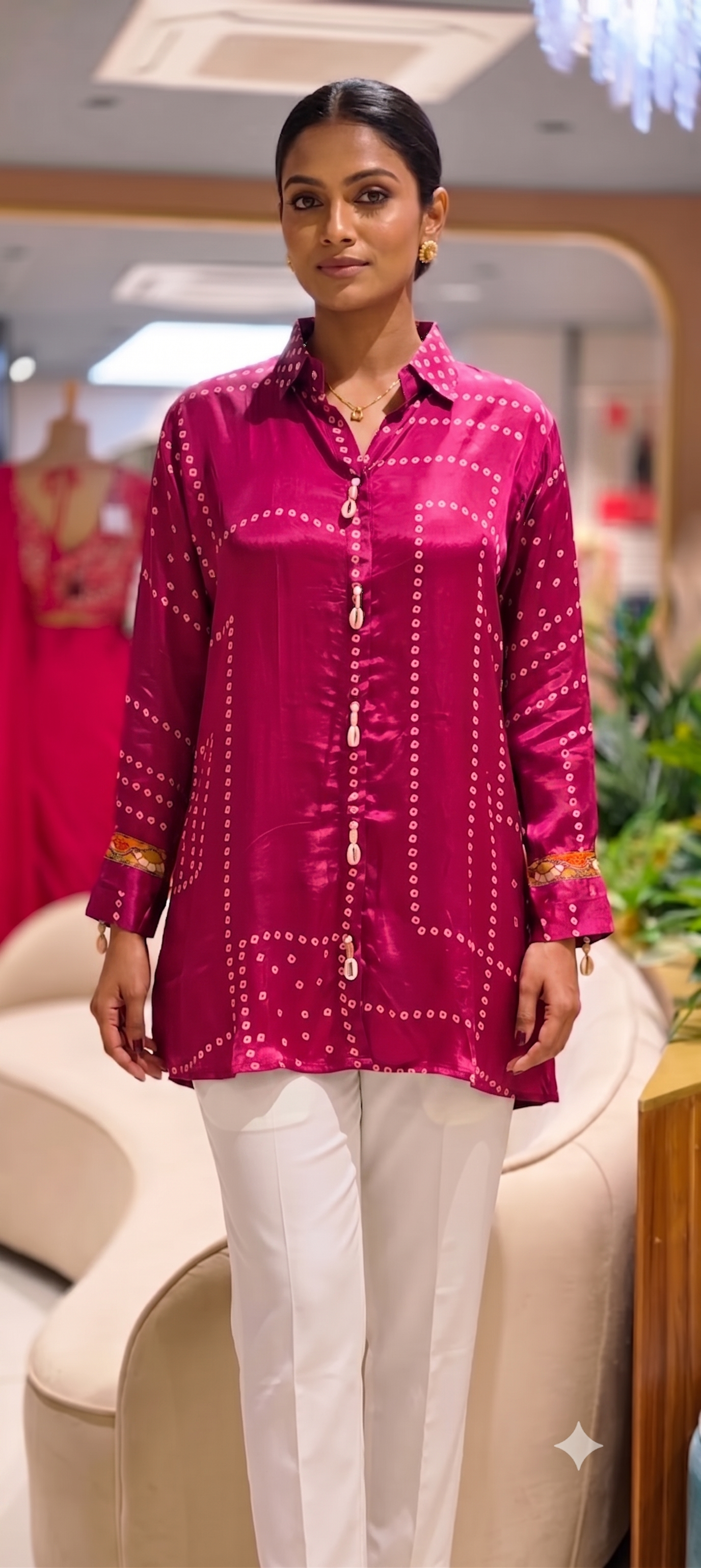 Pure Crepe Collared Casual Shirt with Back Bird Print -15111