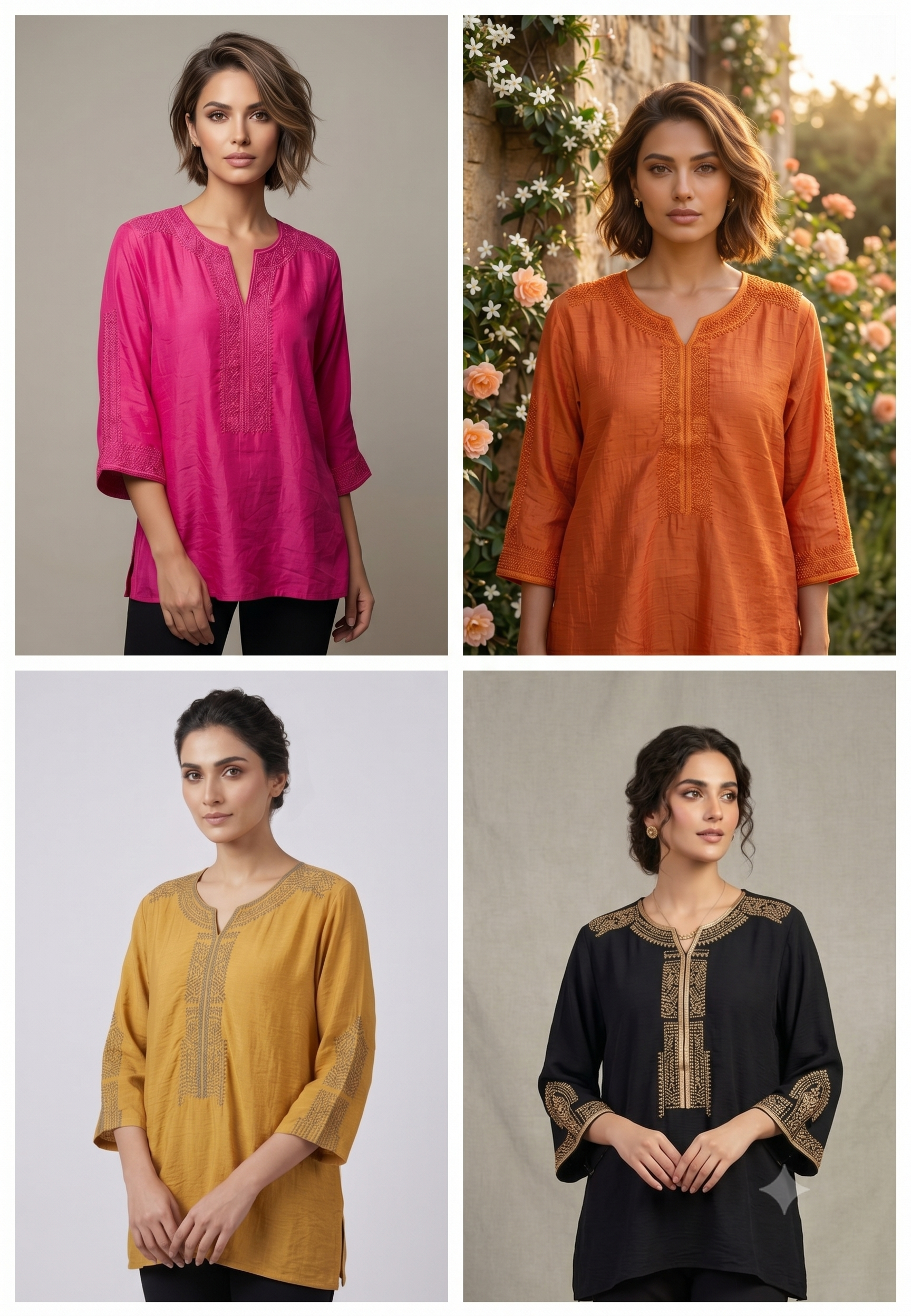 Kashmiri Embroidery Over Neck & Sleeve Unique Imported Top- 15136